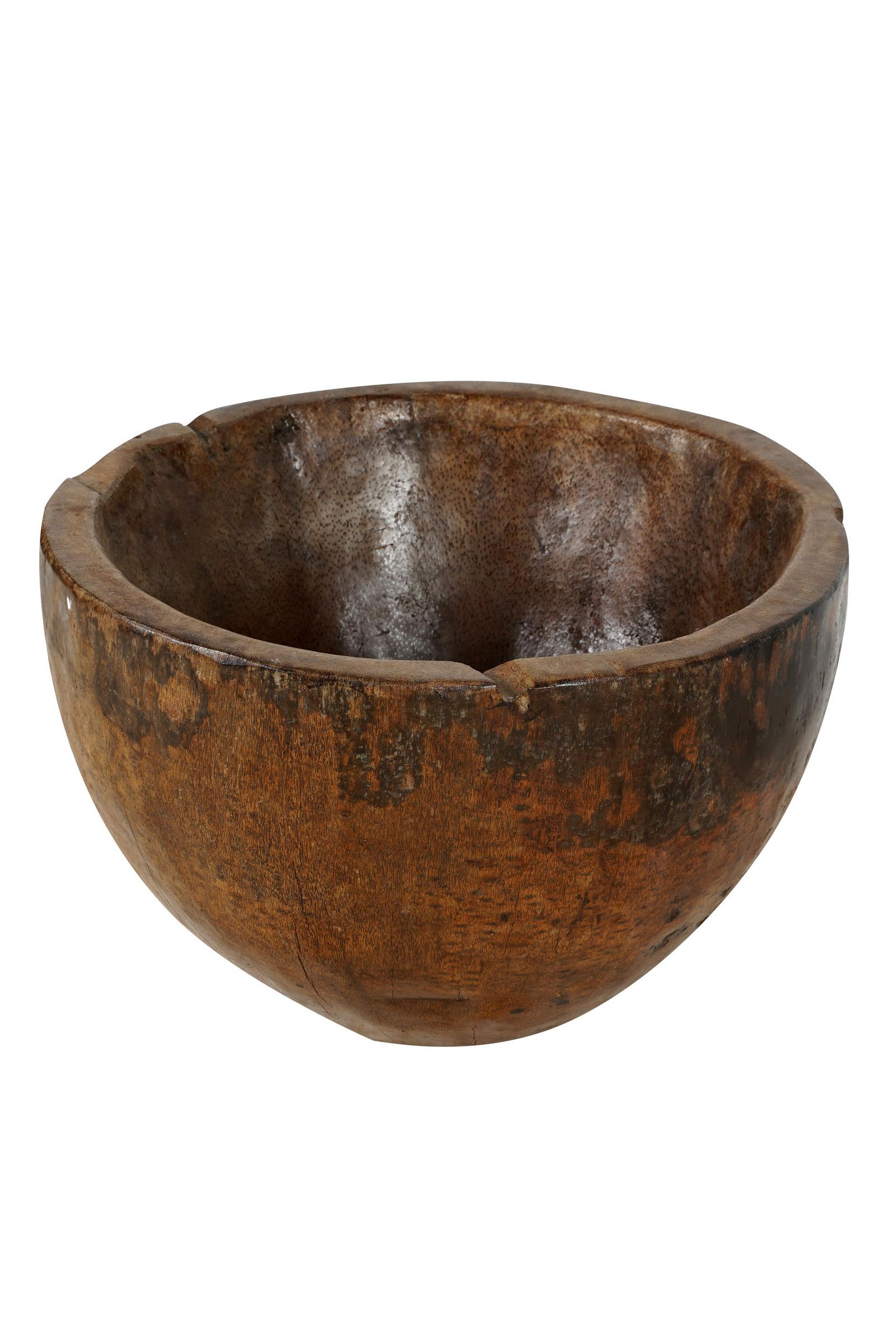 LARGE CARVED WOOD MORTAR (1 of 5)