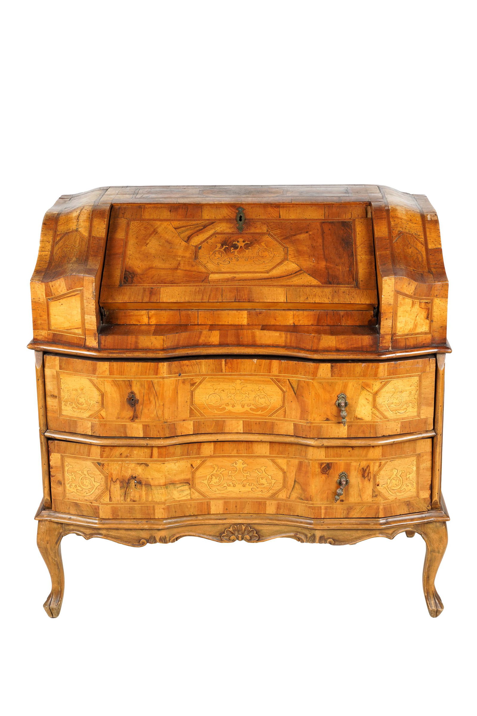 ITALIAN FRUITWOOD & MARQUETRY SLANT-FRONT DESK (1 of 11)