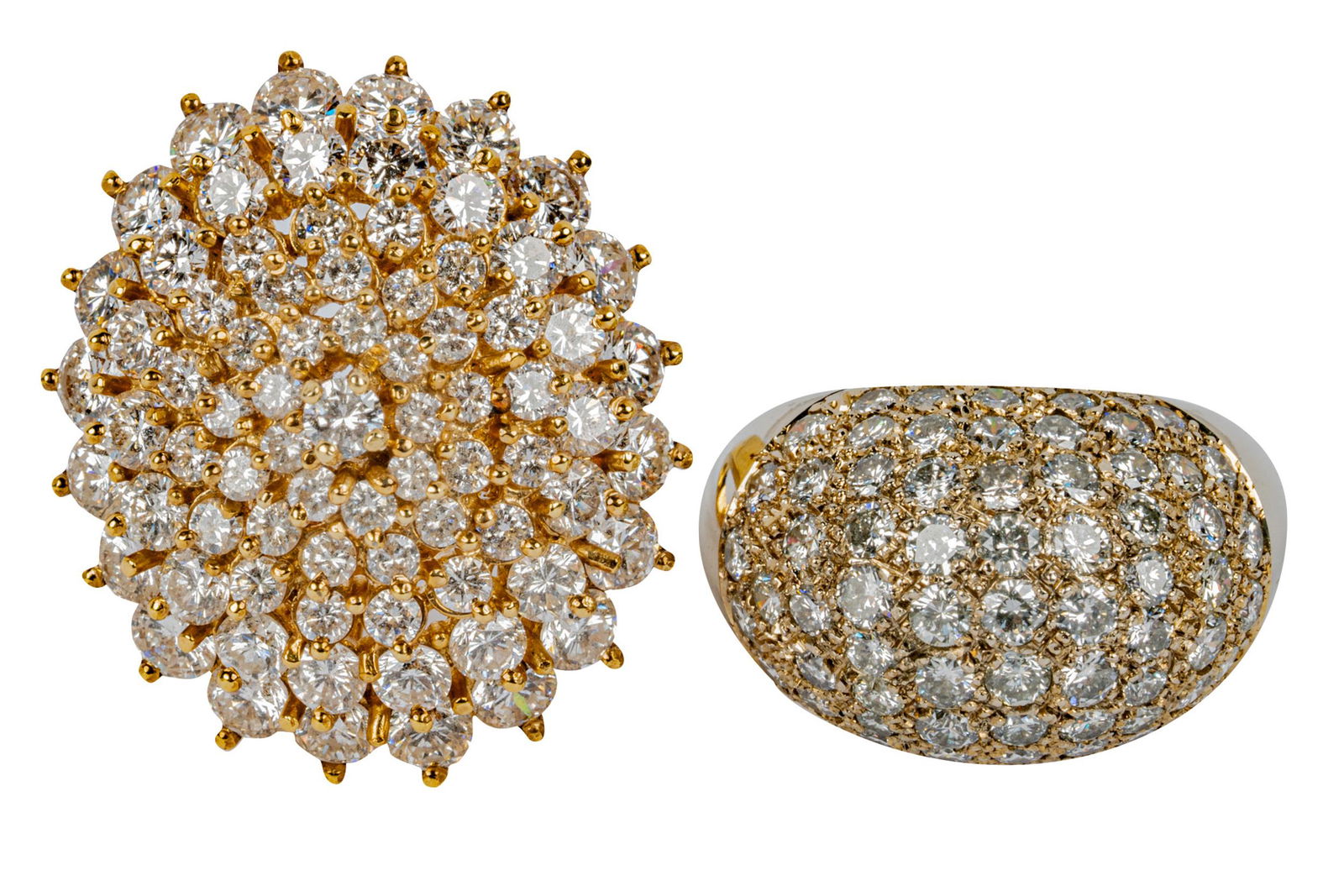 TWO 14 KARAT GOLD & DIAMOND CLUSTER RINGS (1 of 7)