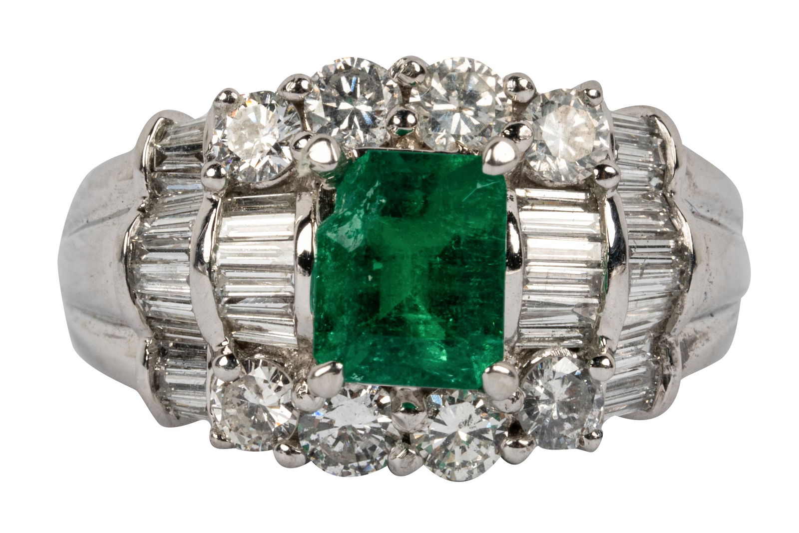 PLATINUM, DIAMOND, & EMERALD RING (1 of 6)