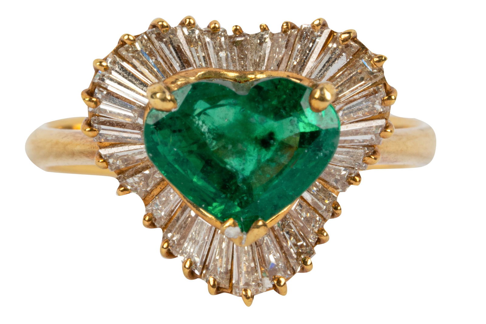 18 KARAT YELLOW GOLD, EMERALD, & DIAMOND RING (1 of 6)