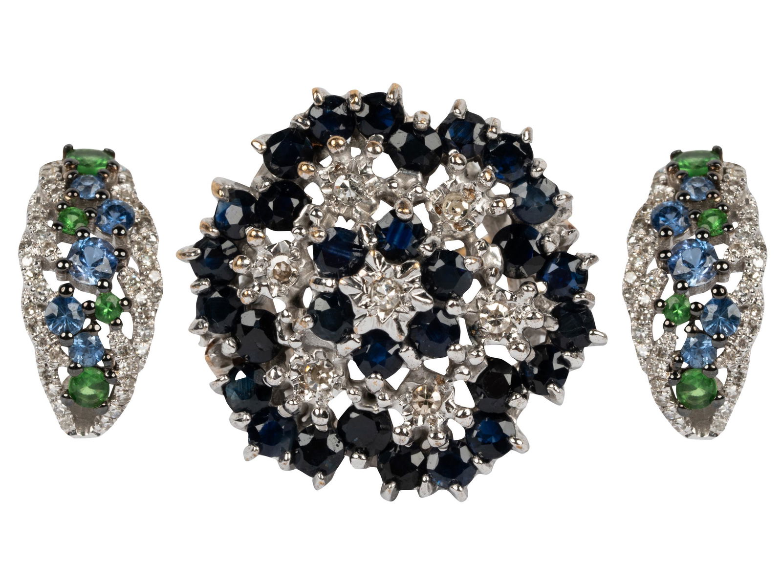 SUITE OF WHITE GOLD, DIAMOND, & MULTI-GEM JEWELRY (1 of 10)