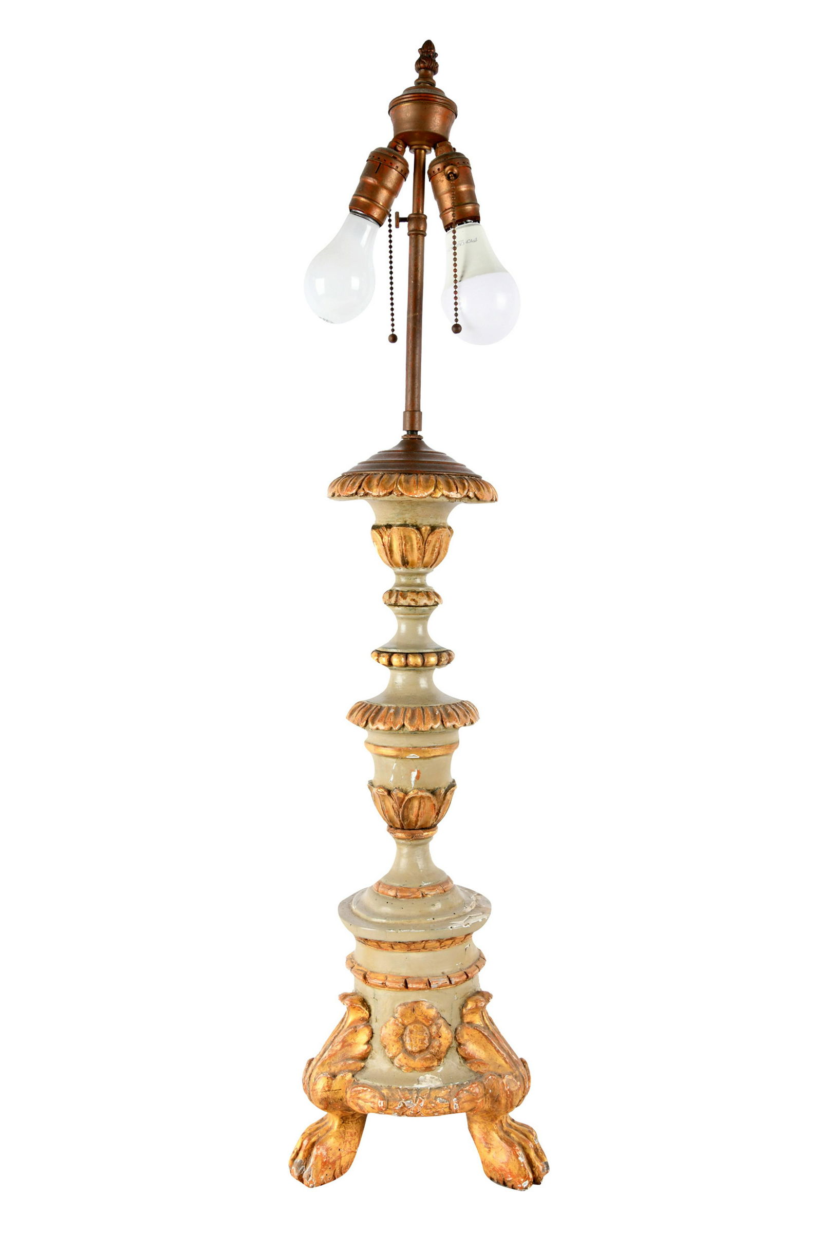 ITALIAN PAINTED & GILT WOOD LAMP (1 of 8)