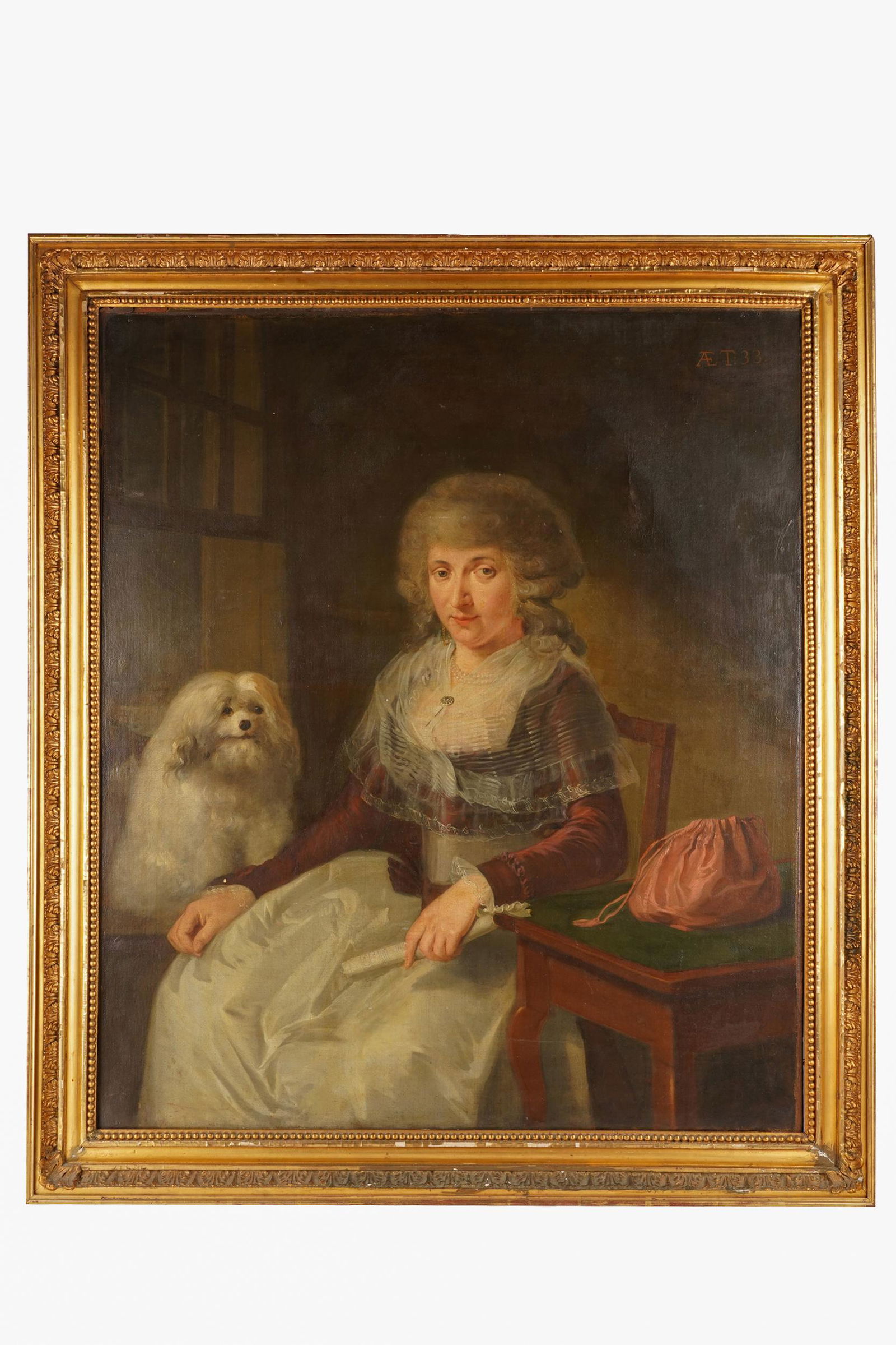 UNKNOWN ARTIST: PORTRAIT OF WOMAN WITH DOG (1 of 8)