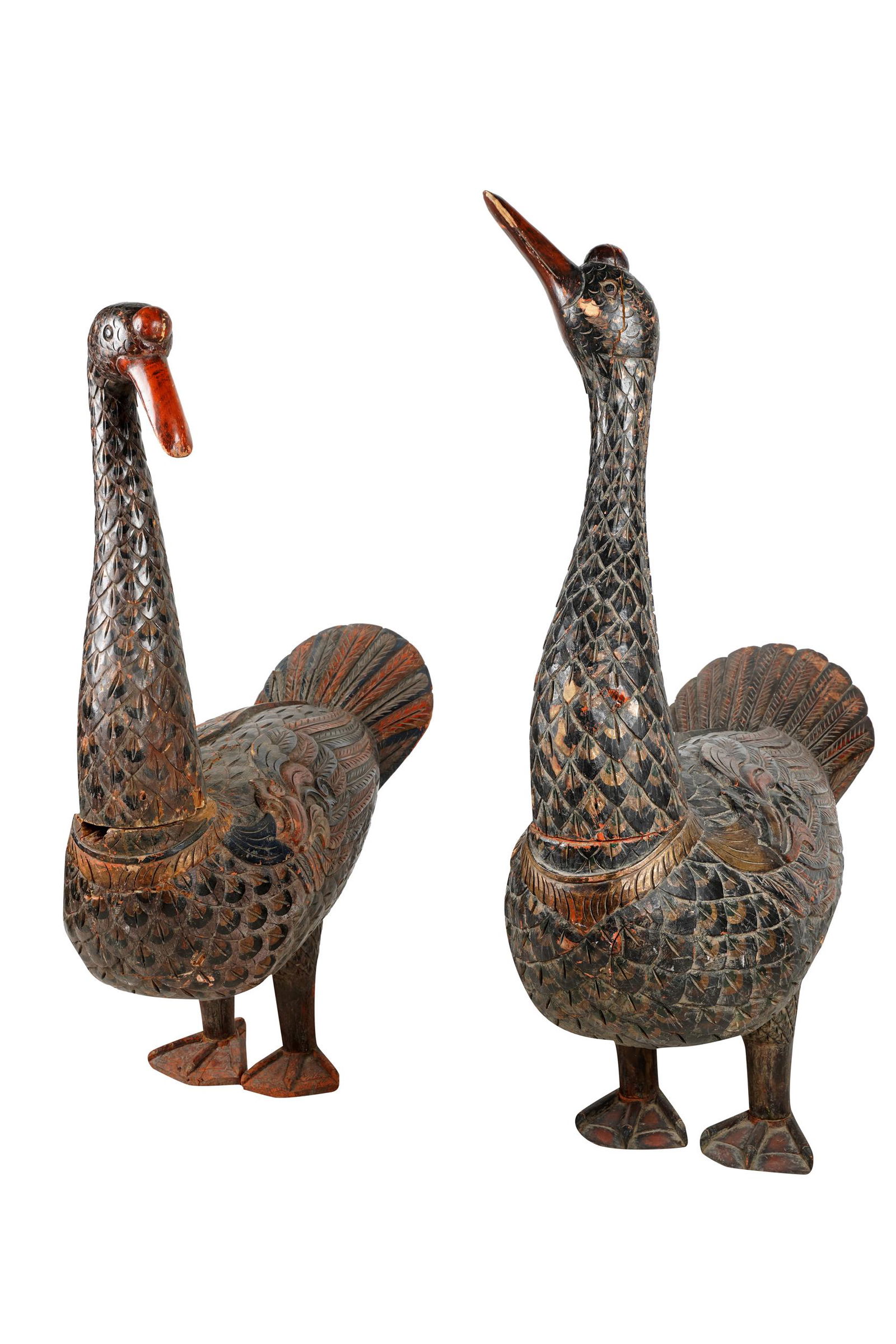 PAIR OF LARGE PAINTED & CARVED BIRDS (1 of 16)