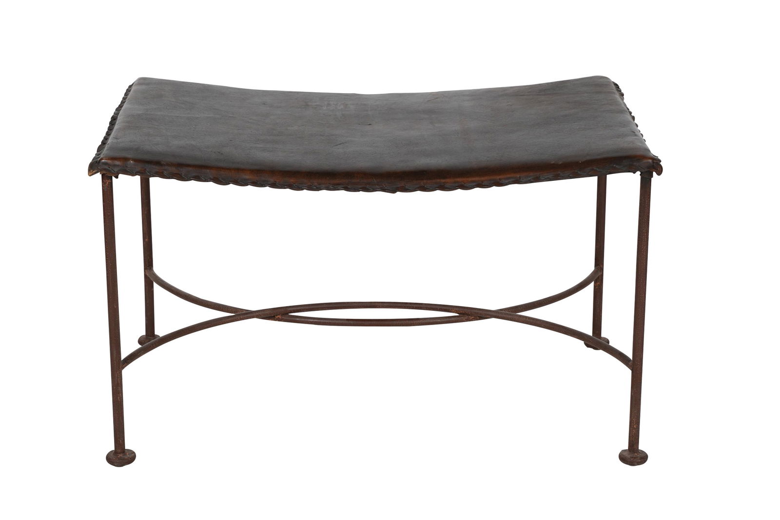 IRON & LEATHER BENCH (1 of 8)