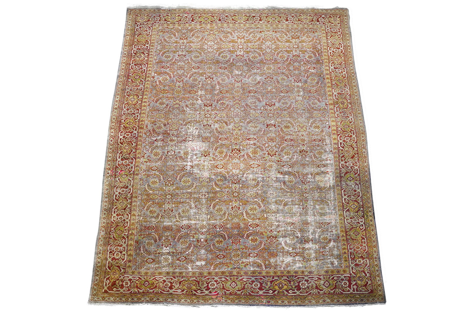 PERSIAN AREA RUG: Condition: with repairs throughout field; heavy restoration 9' x 14'3"