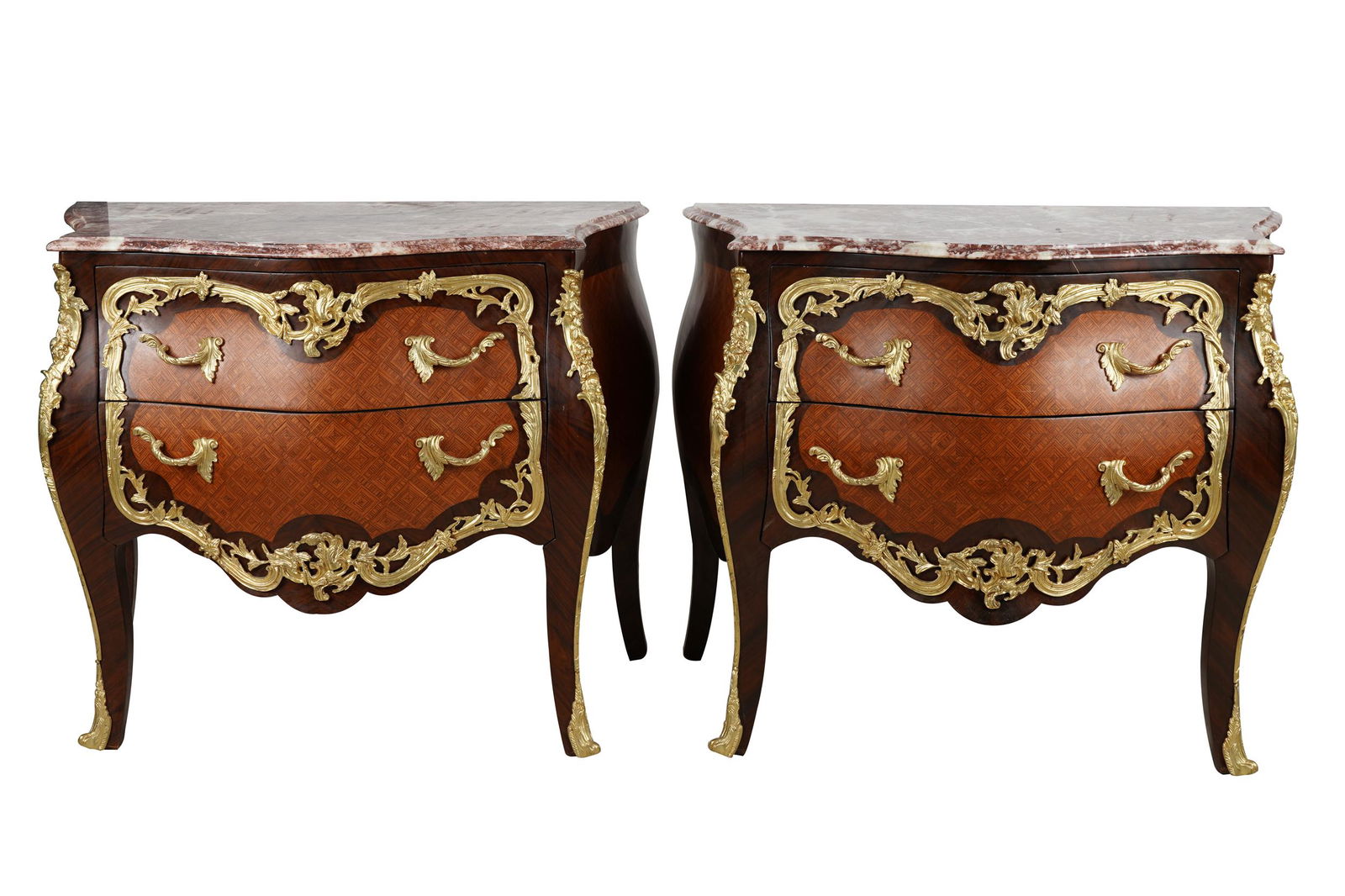 PAIR OF LOUIS XV STYLE BRONZE-MOUNTED COMMODES (1 of 10)