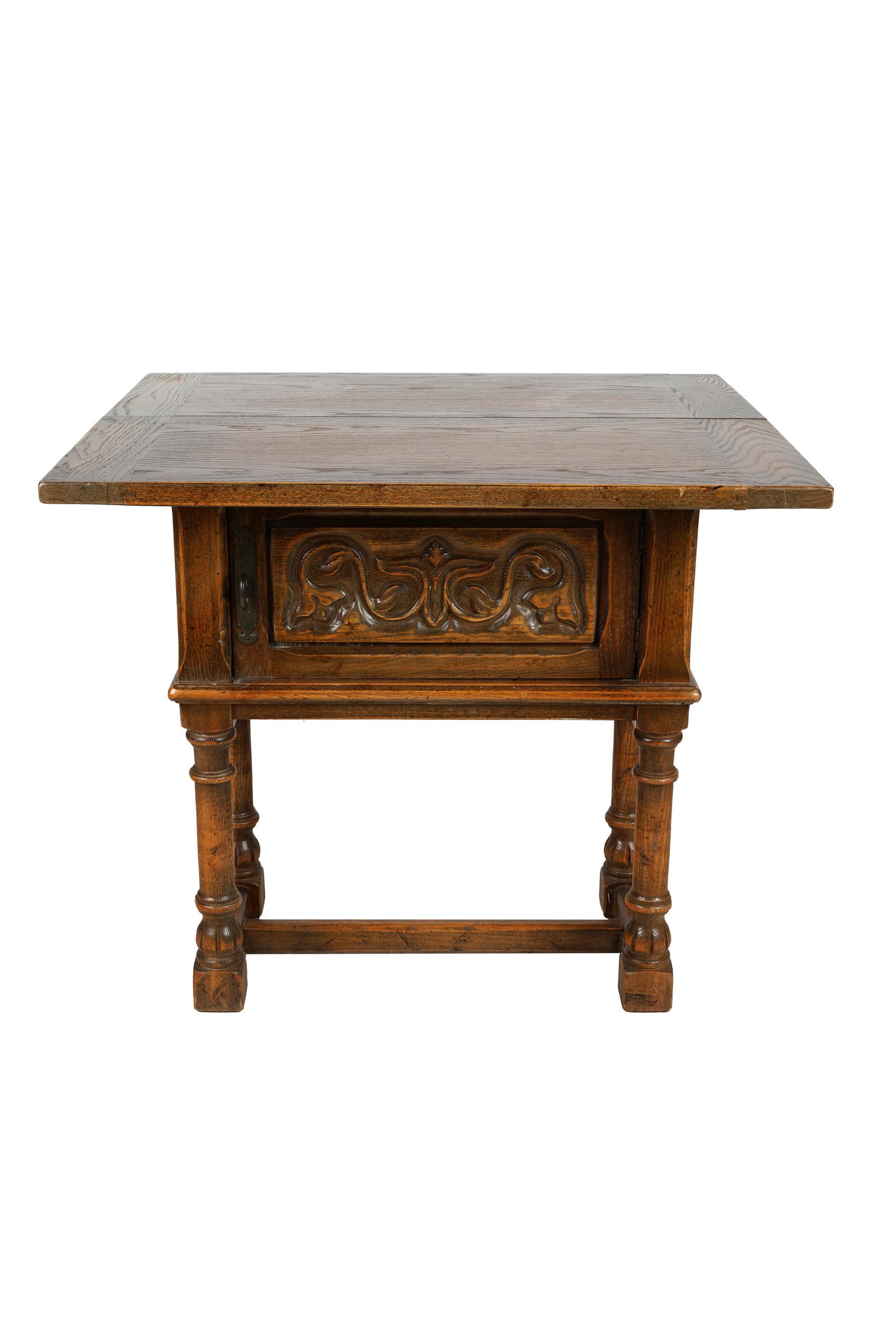 CARVED OAK FLIP TOP SIDE CABINET (1 of 10)