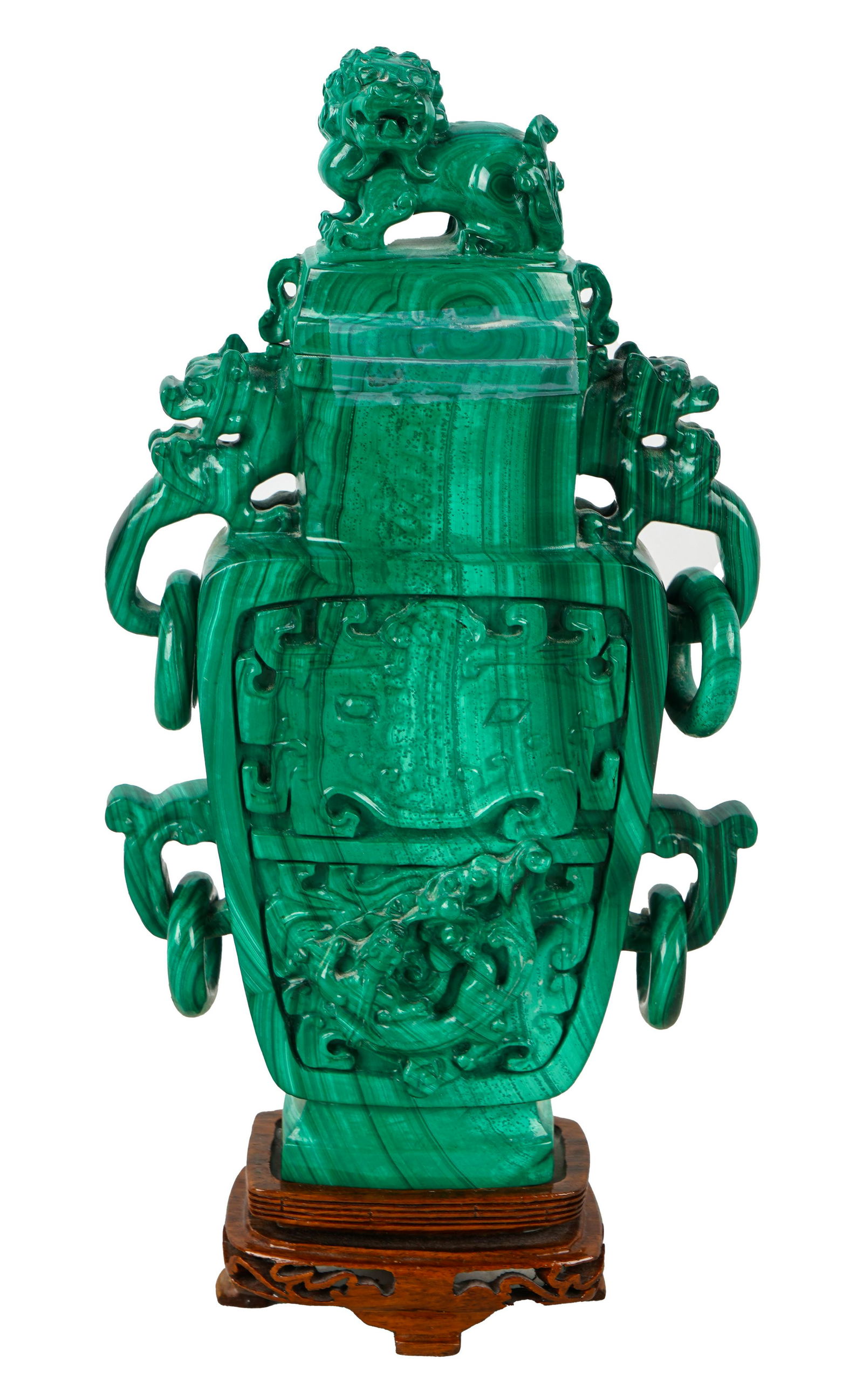 CHINESE CARVED MALACHITE JAR (1 of 8)