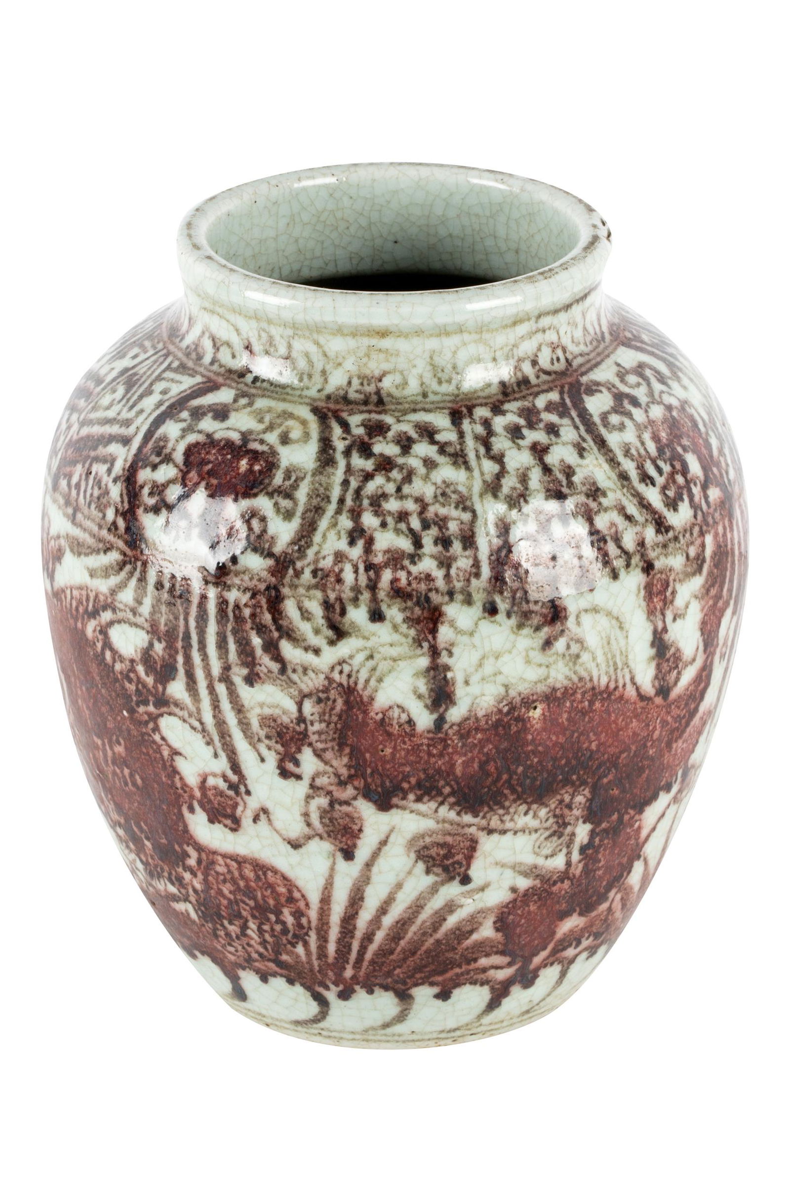 CHINESE COPPER GLAZED CERAMIC VASE (1 of 9)