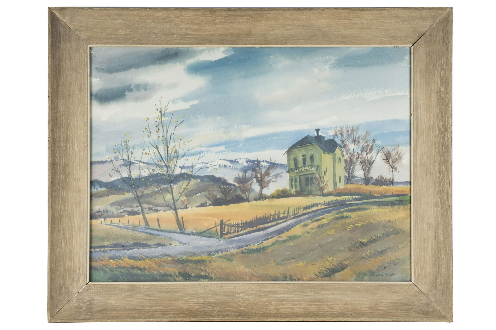 JONATHAN SCOTT (1914 - 1995): LANDSCAPE WITH HOUSE (1 of 7)