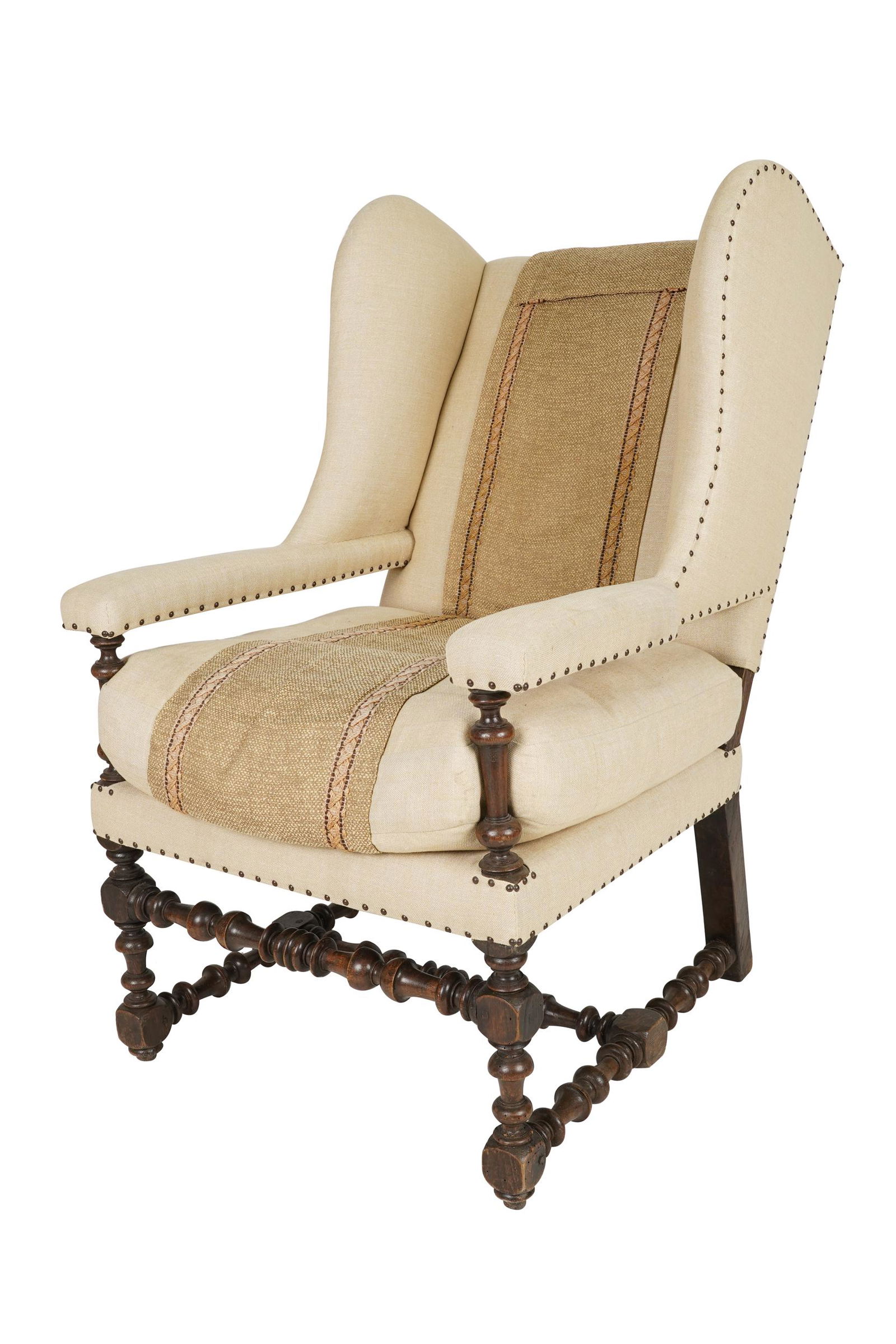 JACOBEAN STYLE WALNUT WING CHAIR (1 of 10)
