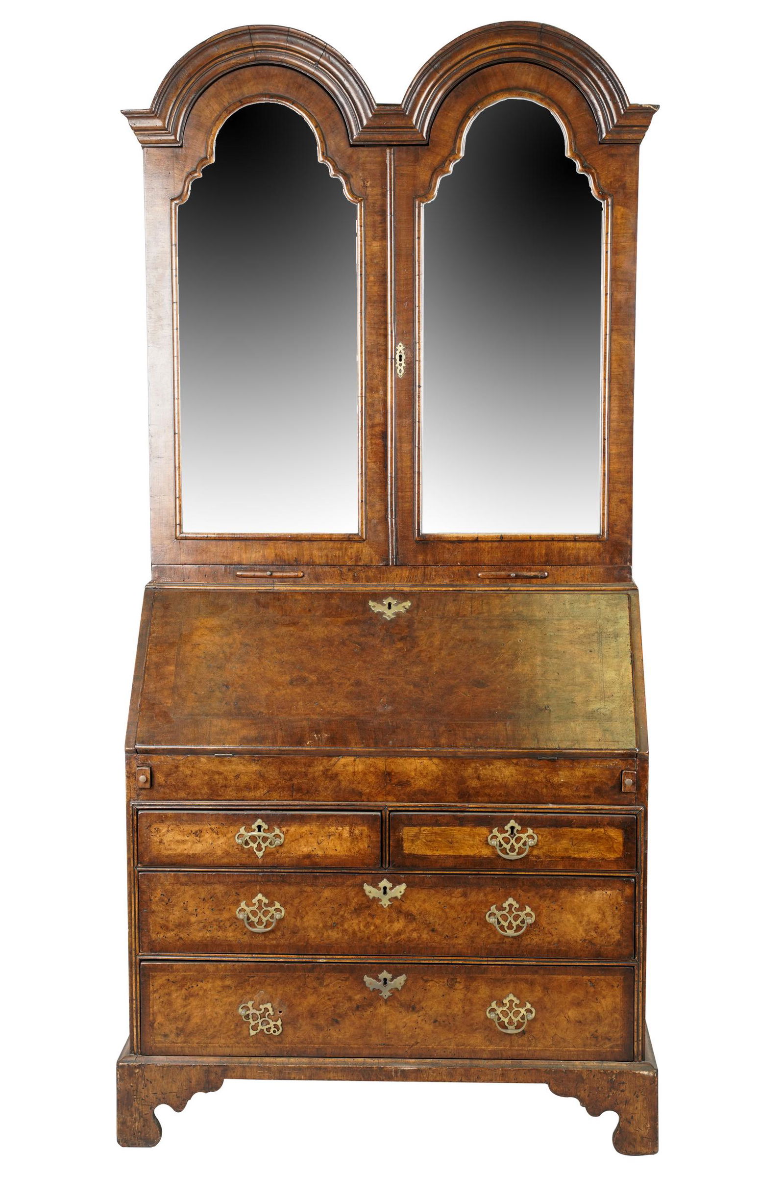 GEORGE II STYLE BURL WALNUT DOUBLE DOME SECRETAIRE (1 of 11)