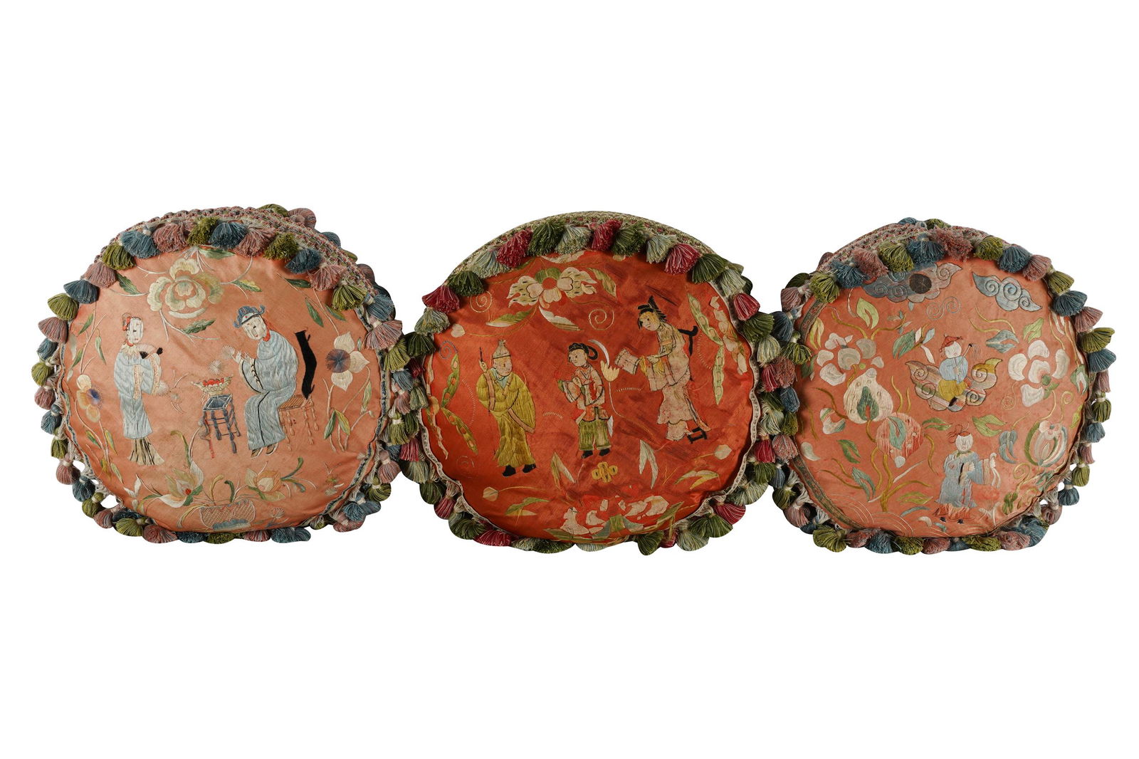 THREE CHINESE EMBROIDERED SILK THROW PILLOWS (1 of 11)