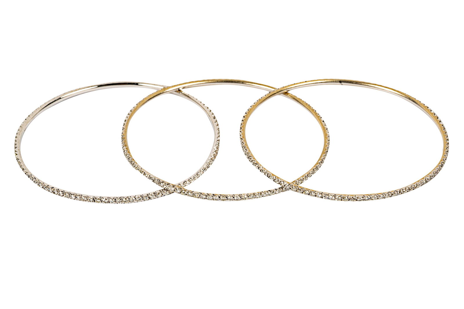 THREE 14 KARAT WHITE GOLD & DIAMOND BANGLES (1 of 8)