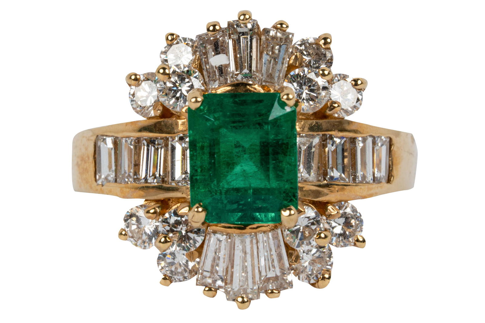 14 KARAT YELLOW GOLD, EMERALD, & DIAMOND RING (1 of 7)