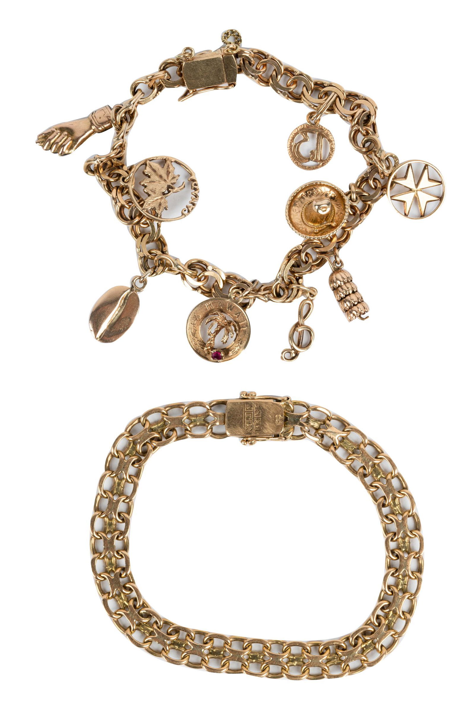 TWO 18 KARAT YELLOW GOLD BRACELETS (1 of 9)