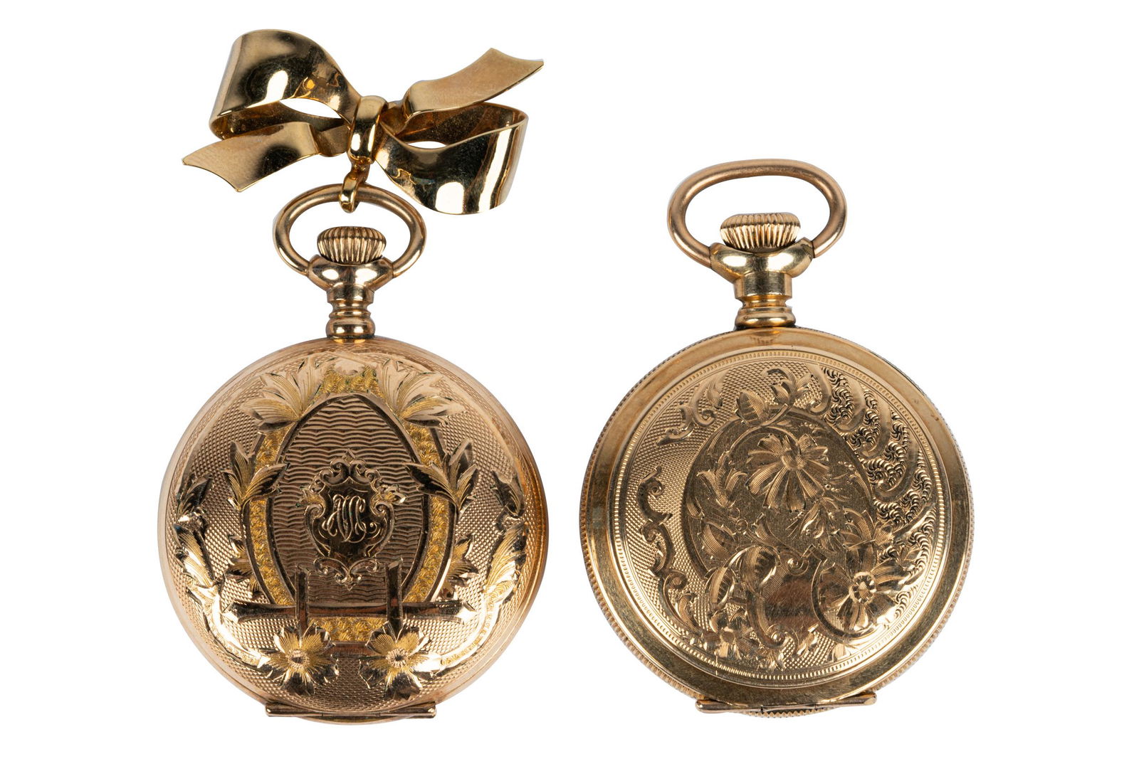 TWO ASSORTED HEAVY GOLDPLATE POCKETWATCHES (1 of 11)