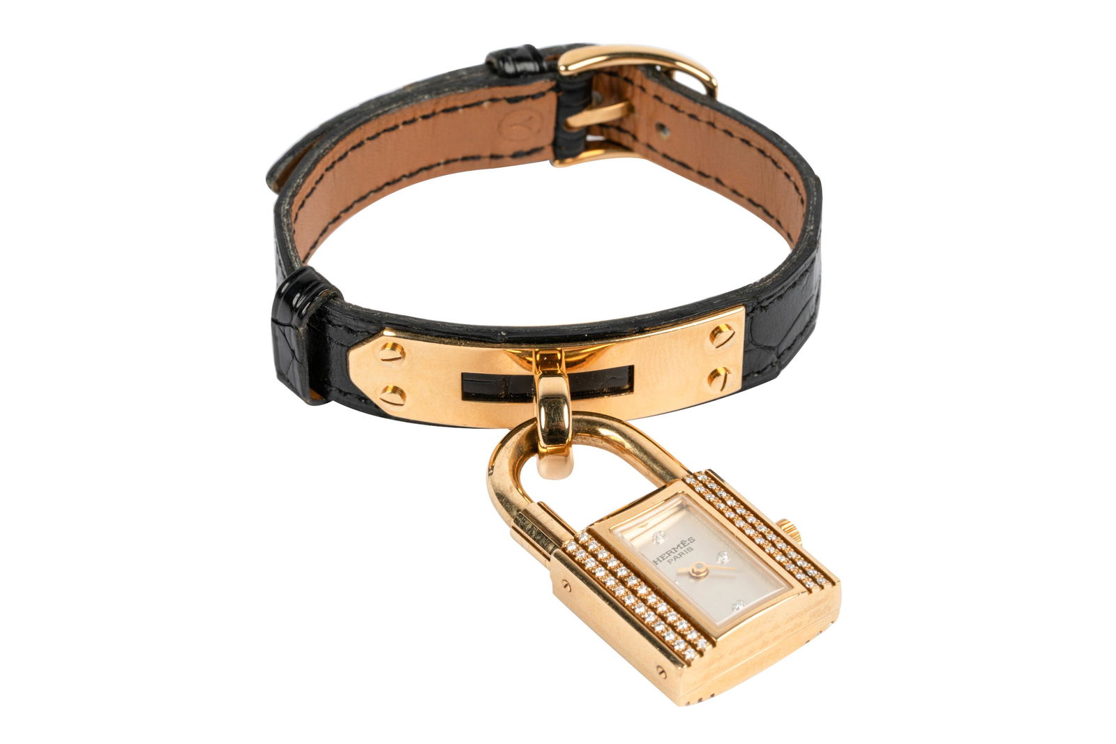 HERMES 18 KARAT YELLOW GOLD & DIAMOND 'KELLY' WATCH (1 of 13)