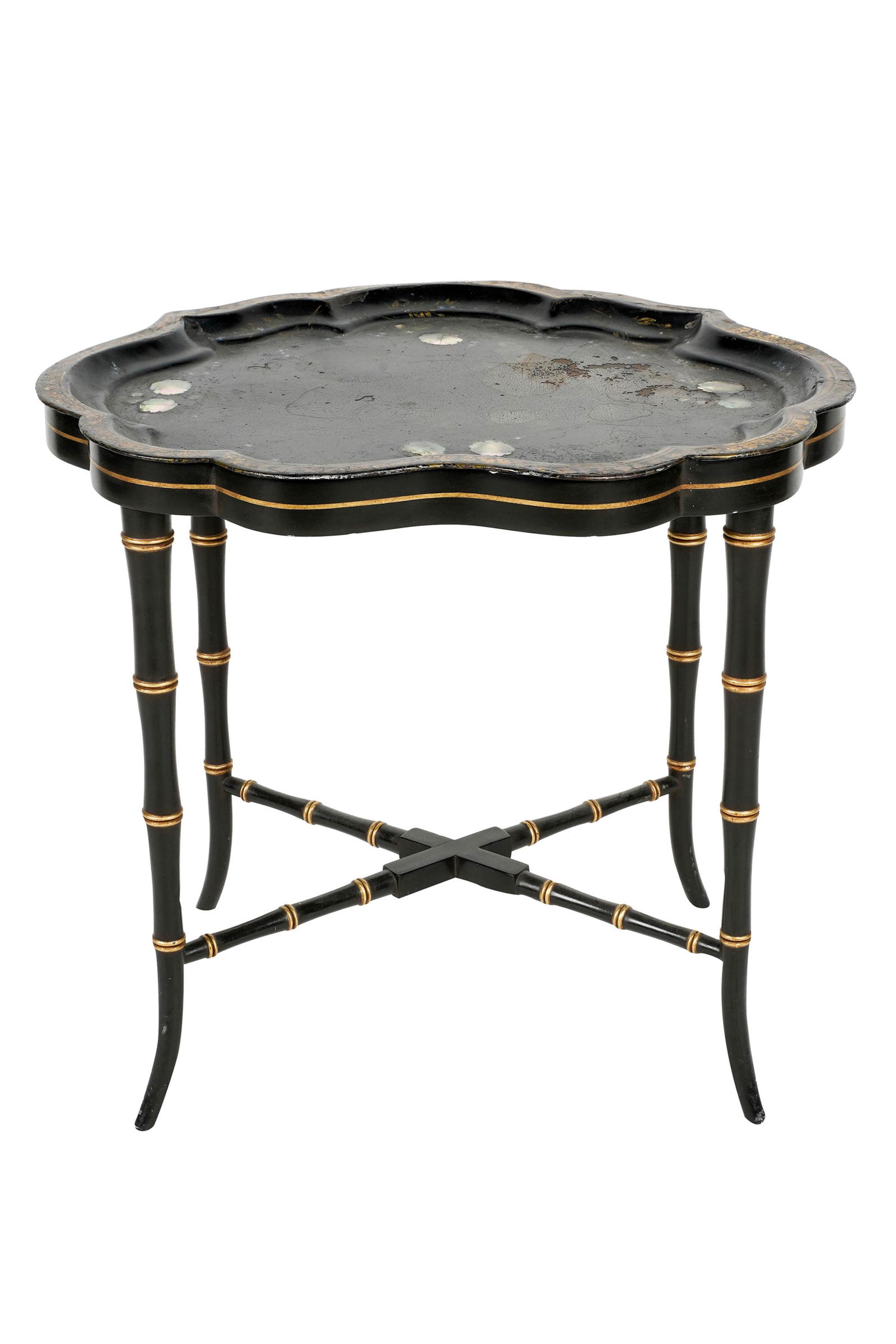 INLAID TOLE TRAY ON STAND (1 of 10)