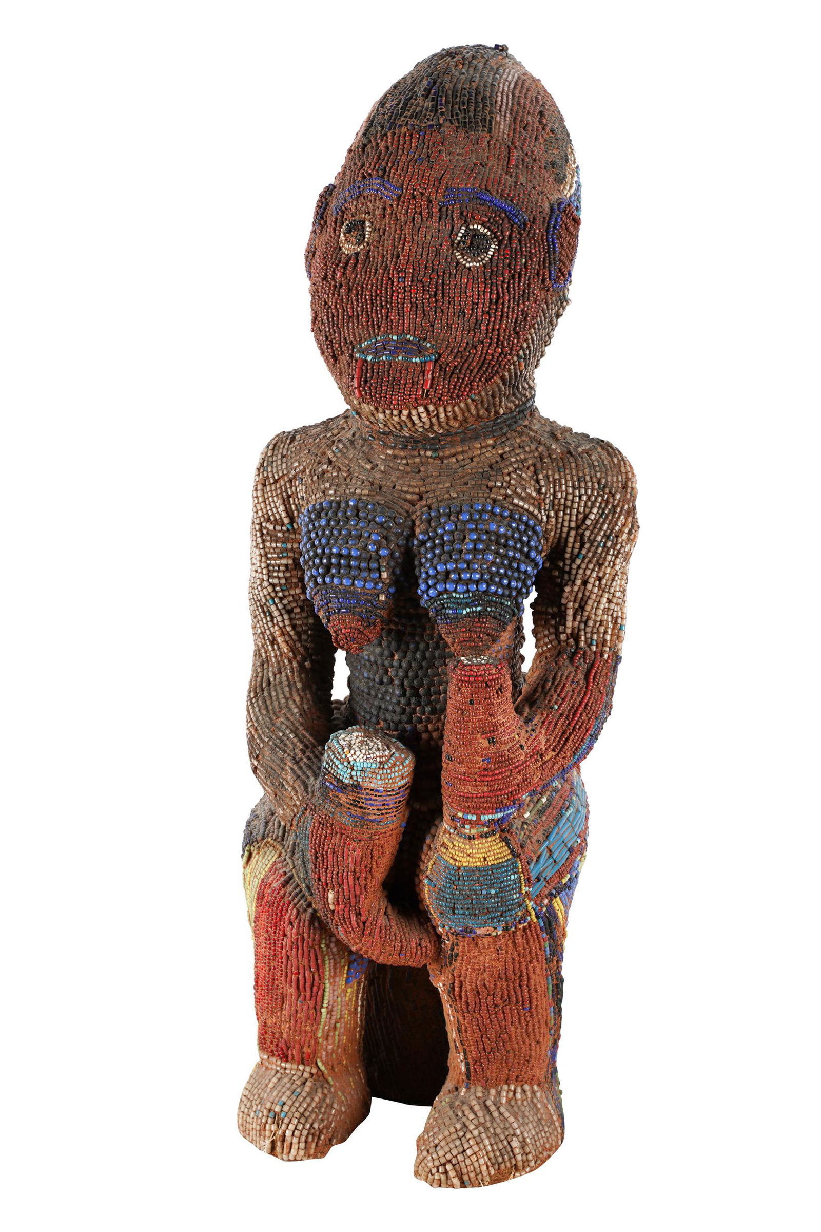 AFRICAN BEADED WOOD FIGURE (1 of 11)