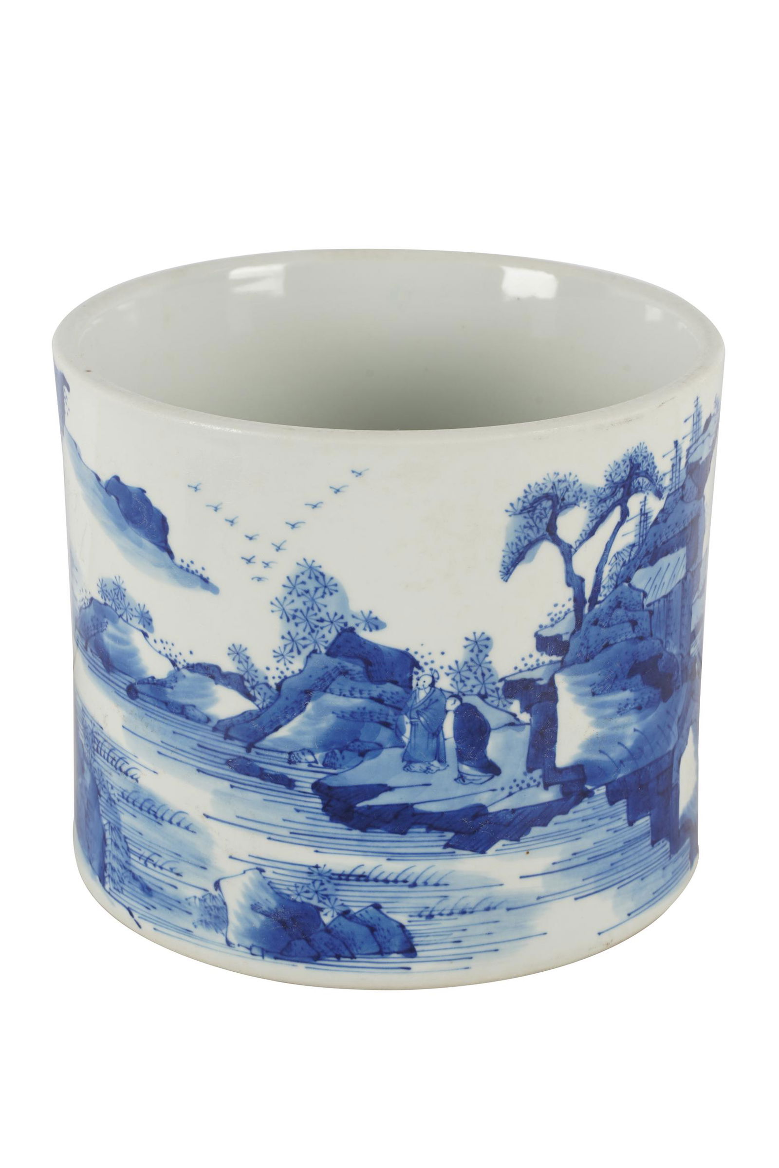 CHINESE BLUE & WHITE BRUSH POT (1 of 9)