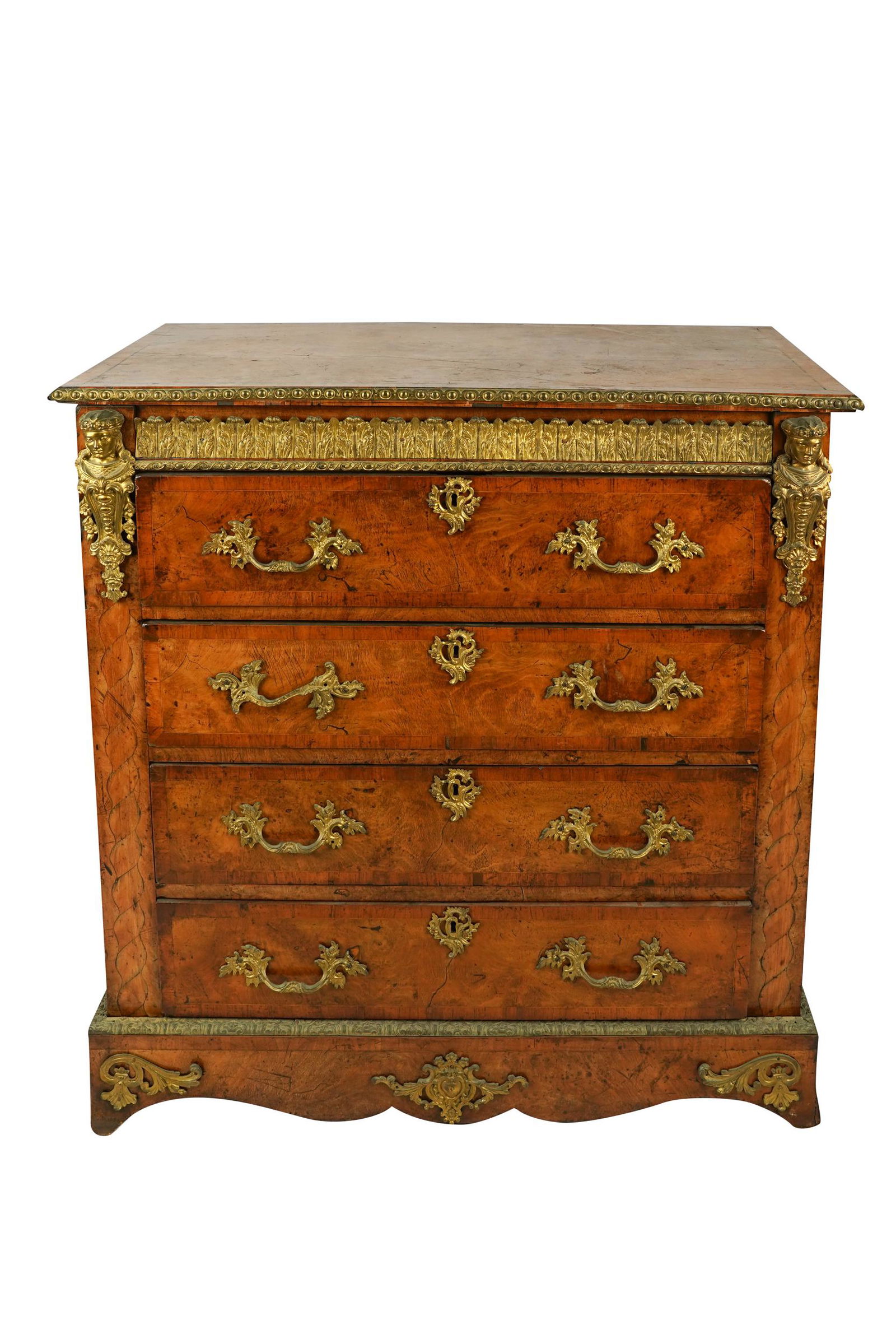 VICTORIAN BURL WALNUT CHEST OF DRAWERS (1 of 10)