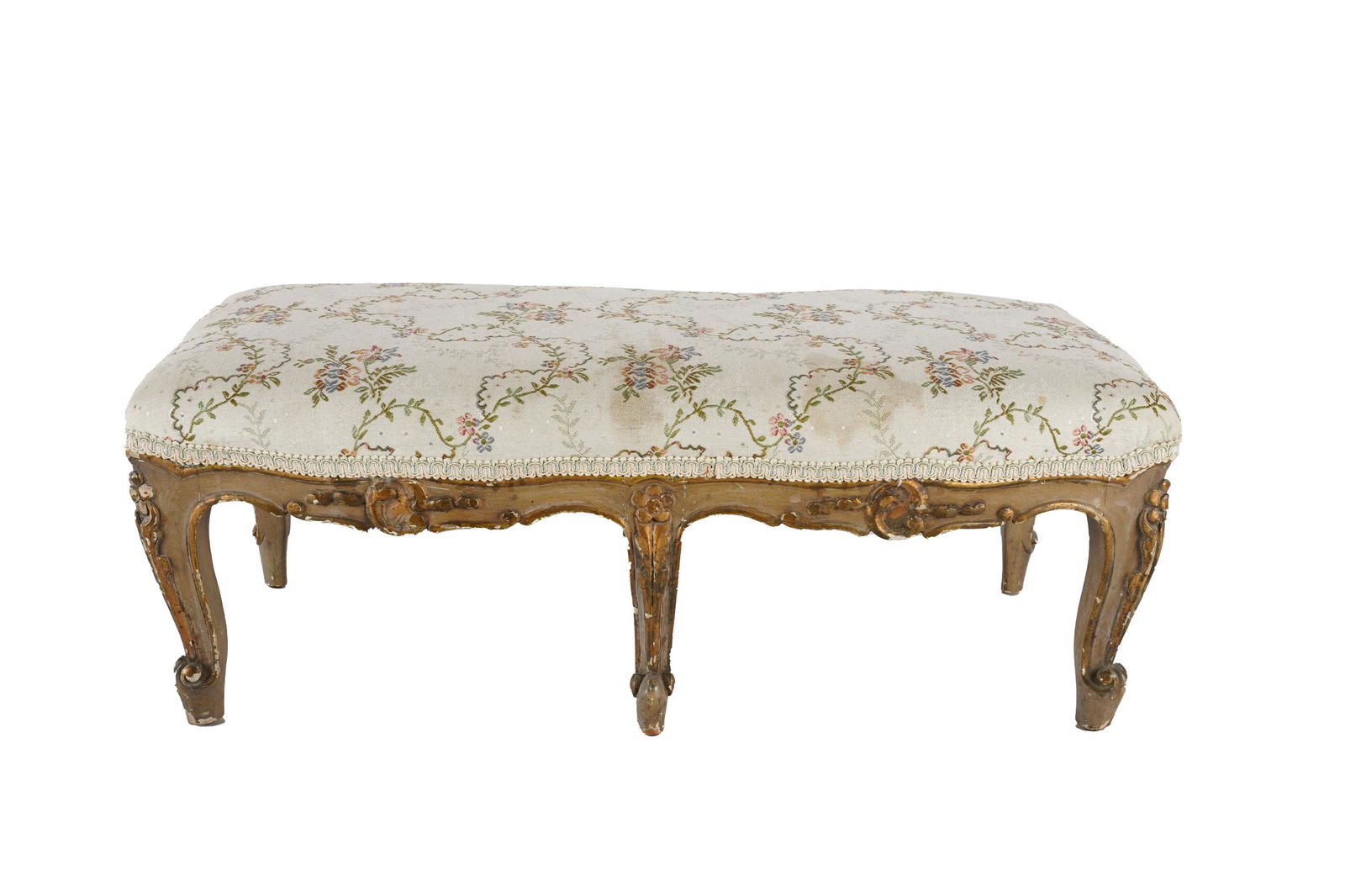 LOUIS XV STYLE PAINTED & GILT STOOL (1 of 7)