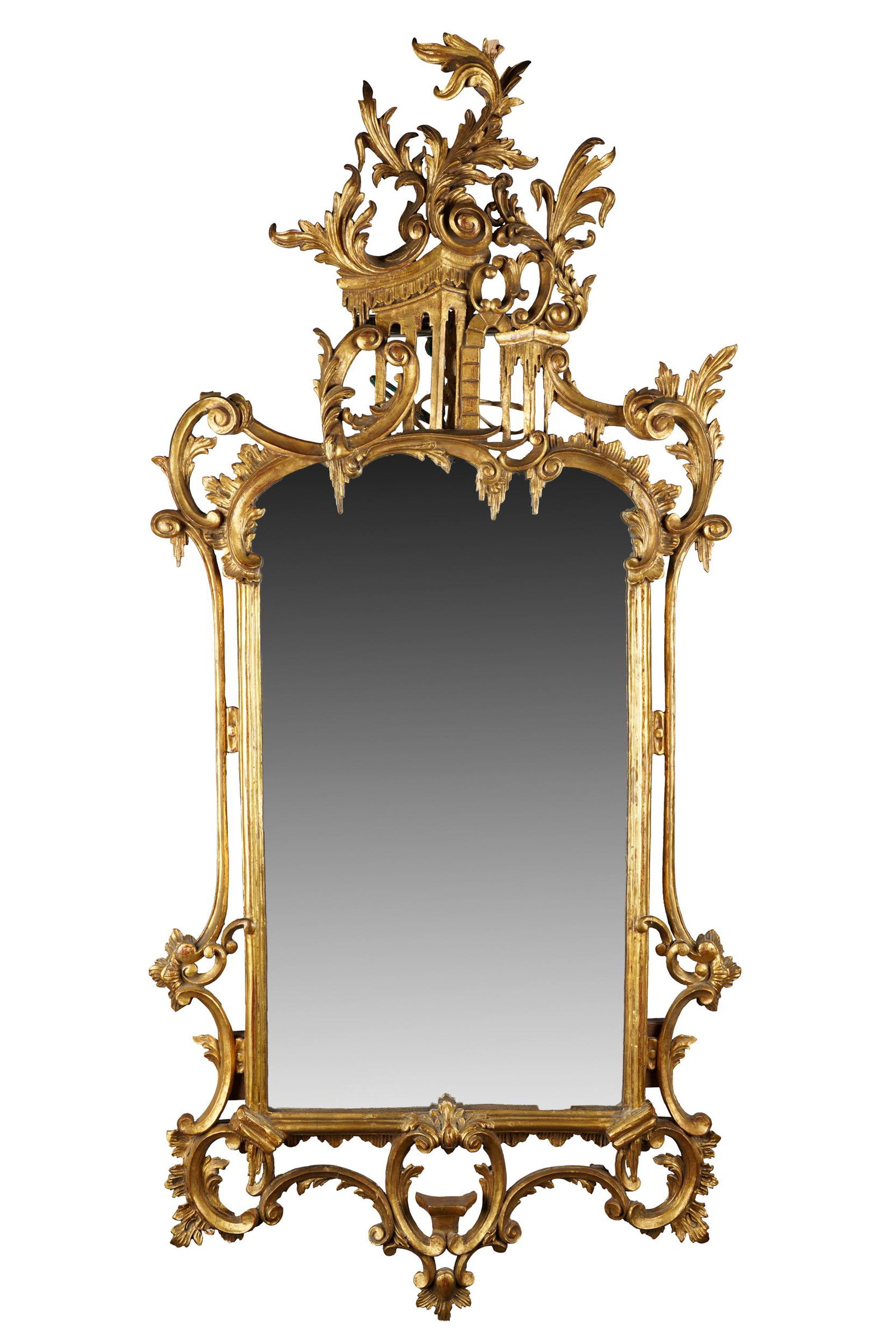CHIPPENDALE STYLE GILT WALL MIRROR (1 of 10)