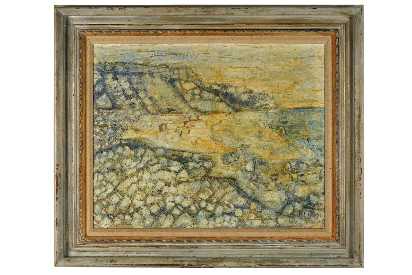JEANNETTE MAXFIELD LEWIS (1894-1982): "COASTAL: oil on canvas, signed lower right Provenance: The Estate of Dr. Leon and Arlene Harris, 100% of proceeds to benefit UCLA Cotsen Institute of Archaeology 24 x 30 inches; 33 1/2 x 39 inches framed