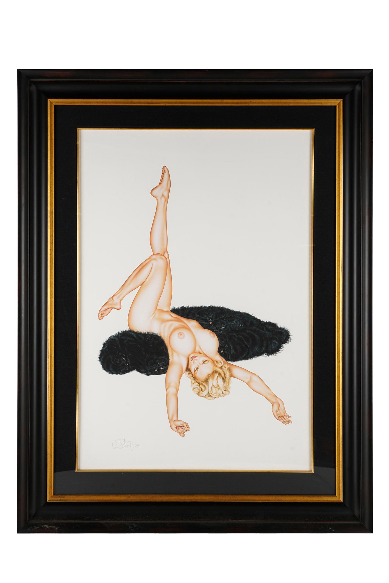 OLIVIA DE BERARDINIS (B.1948): NUDE: lithograph, signed and numbered 33/45 lower left 31 x 21 inches sight; 41 1/2 x 31 1/2 inches framed