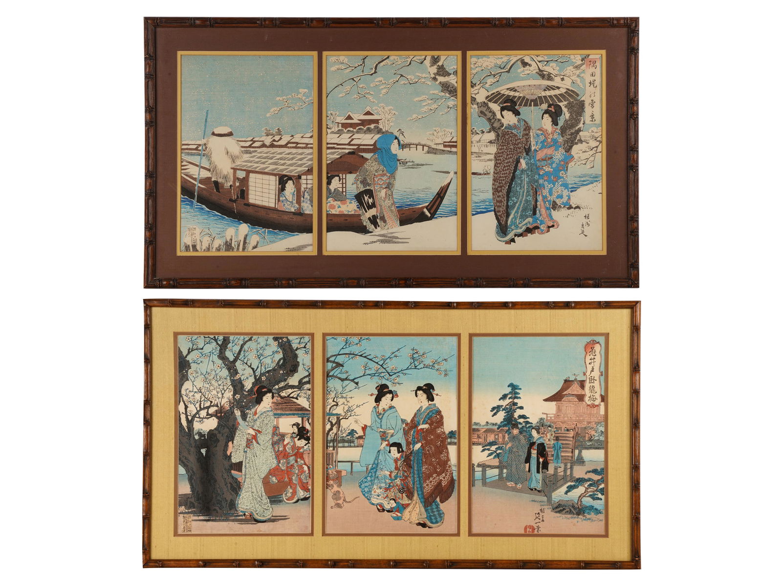 PAIR OF FRAMED JAPANESE TRIPTYCH PRINTS (1 of 15)