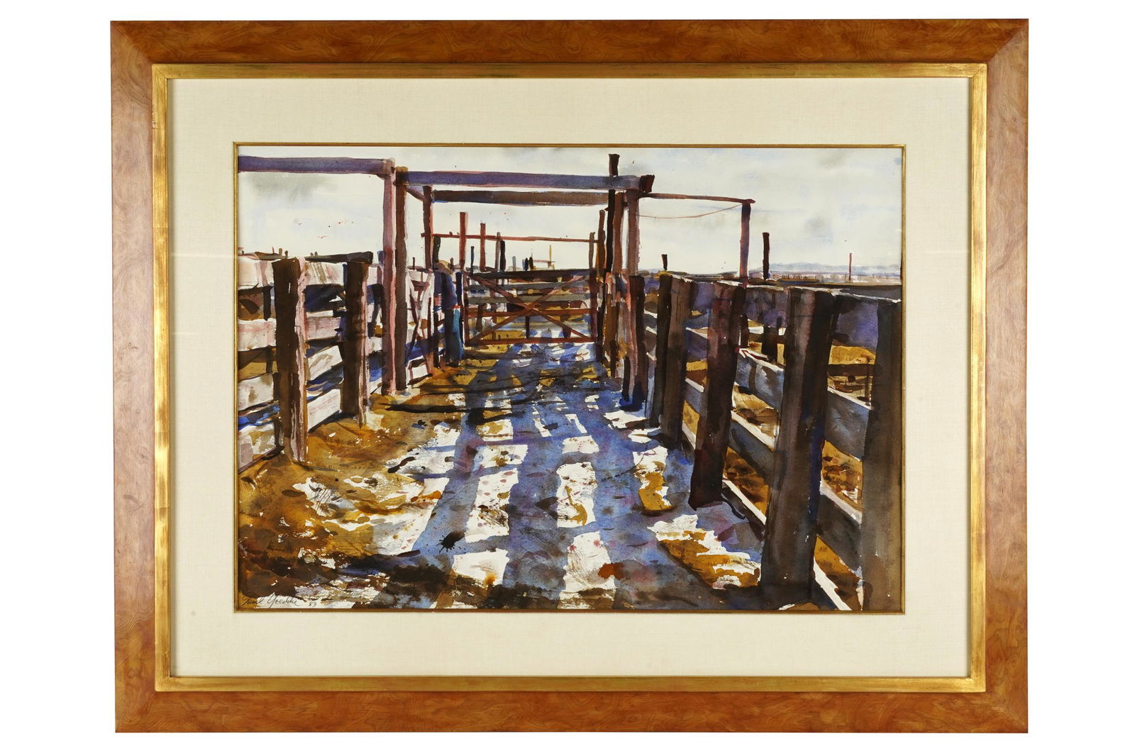 SHIRL GOEDIKE (B.1923): "RANCH, WINTER MORNING, CORRAL" (1 of 8)