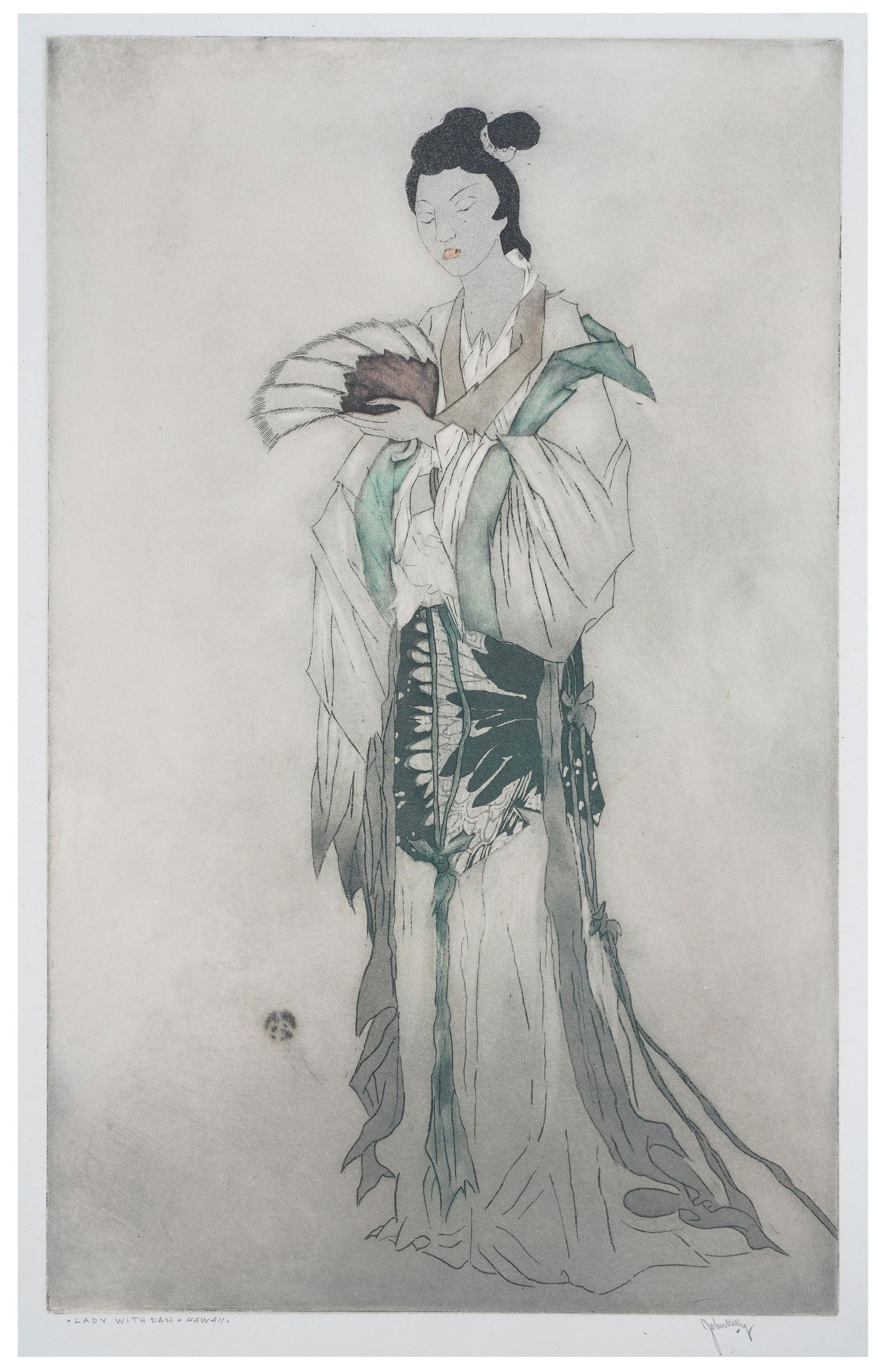 JOHN MELVILLE KELLY (1879-1962): "LADY WITH FAN, (1 of 11)