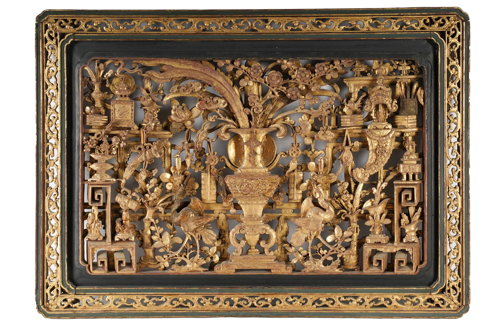 CHINESE PIERCED CARVED GILTWOOD PANEL (1 of 7)