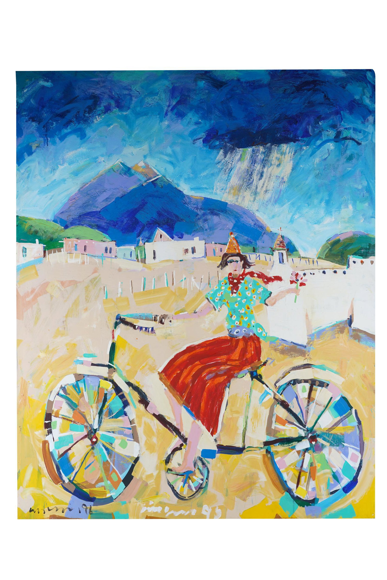JIM WAGNER (B.1940): "NEW GIRL IN TOWN": acrylic on board, signed lower left Condition: unframed 60 x 48 inches