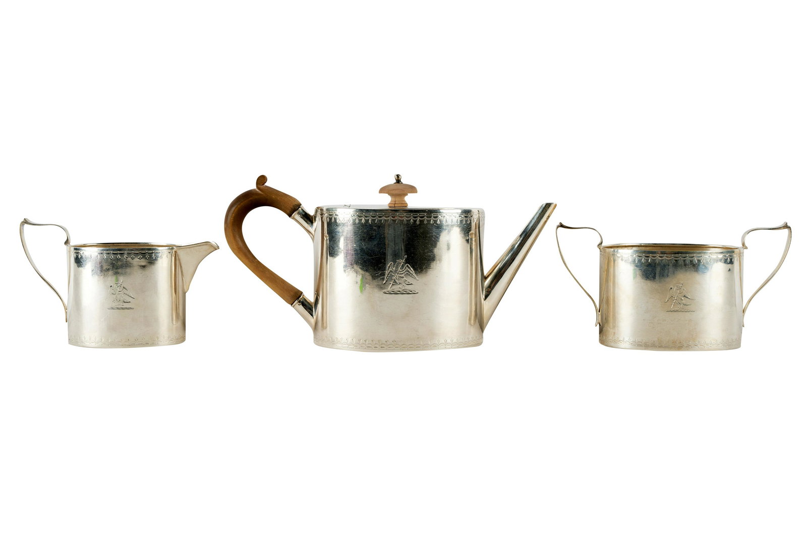 GEORGE III SILVER THREE-PIECE TEA SERVICE (1 of 10)