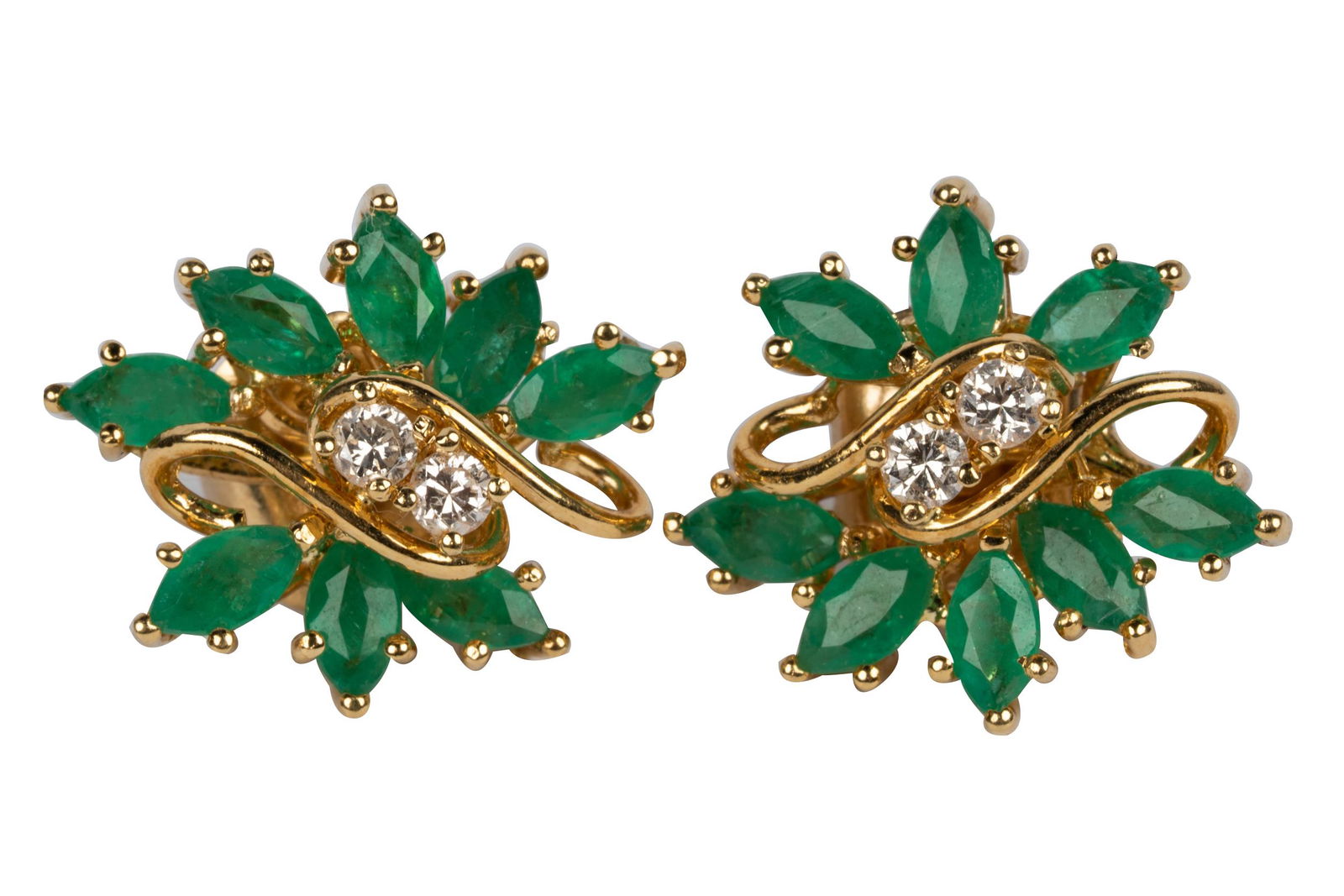 14 KARAT YELLOW GOLD, DIAMOND, & EMERALD EARRINGS (1 of 8)