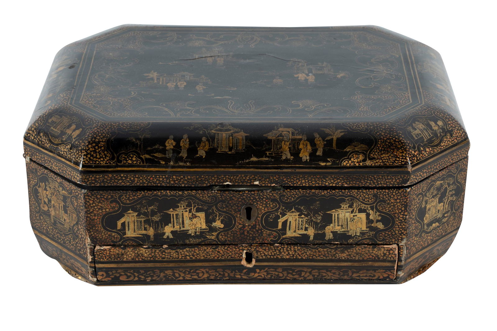 CHINESE EXPORT LACQUERED SEWING BOX (1 of 16)