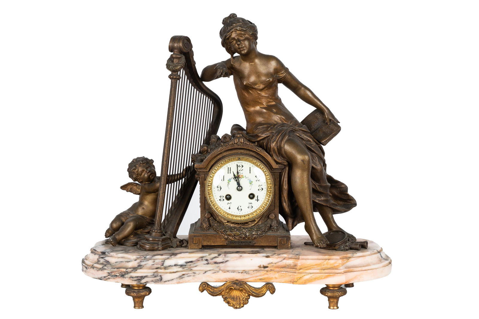 FRENCH METAL & MARBLE MANTEL CLOCK (1 of 12)