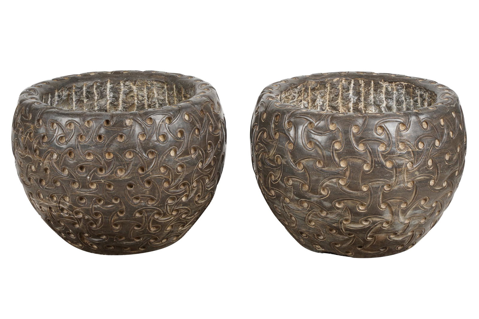 PAIR OF CAST STONE PLANTERS (1 of 7)