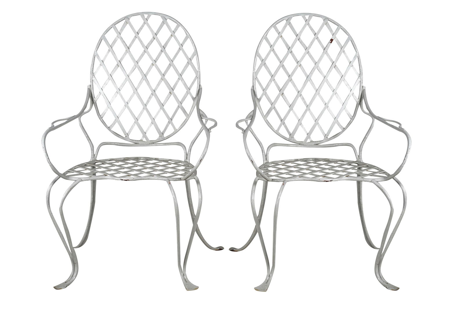 PAIR OF WHITE IRON PATIO CHAIRS (1 of 9)
