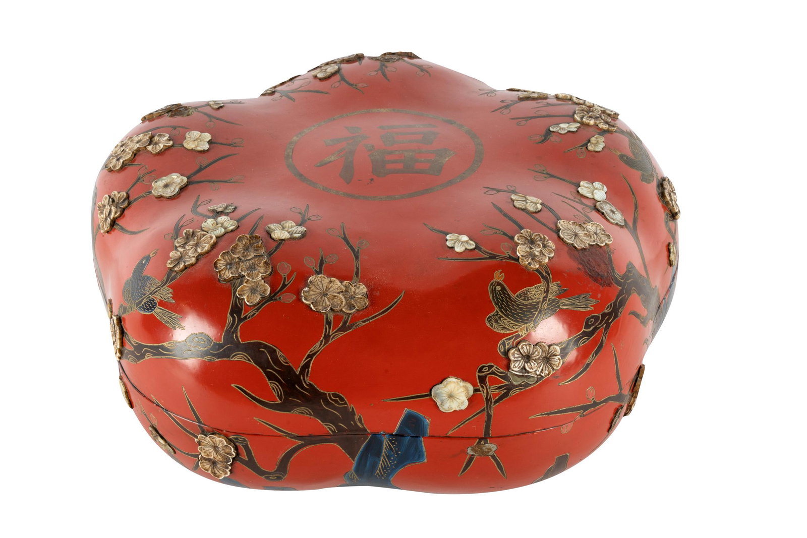 CHINESE INLAID & RED LACQUERED BOX (1 of 11)