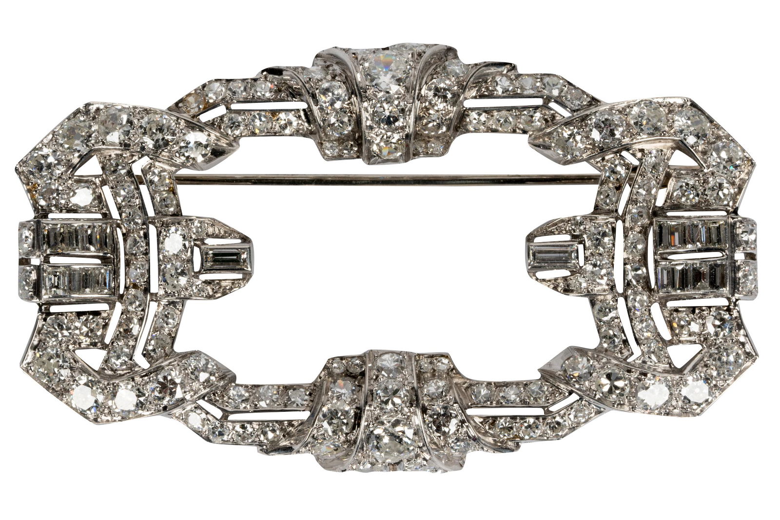 ART DECO PLATINUM & DIAMOND PLAQUE BROOCH (1 of 6)