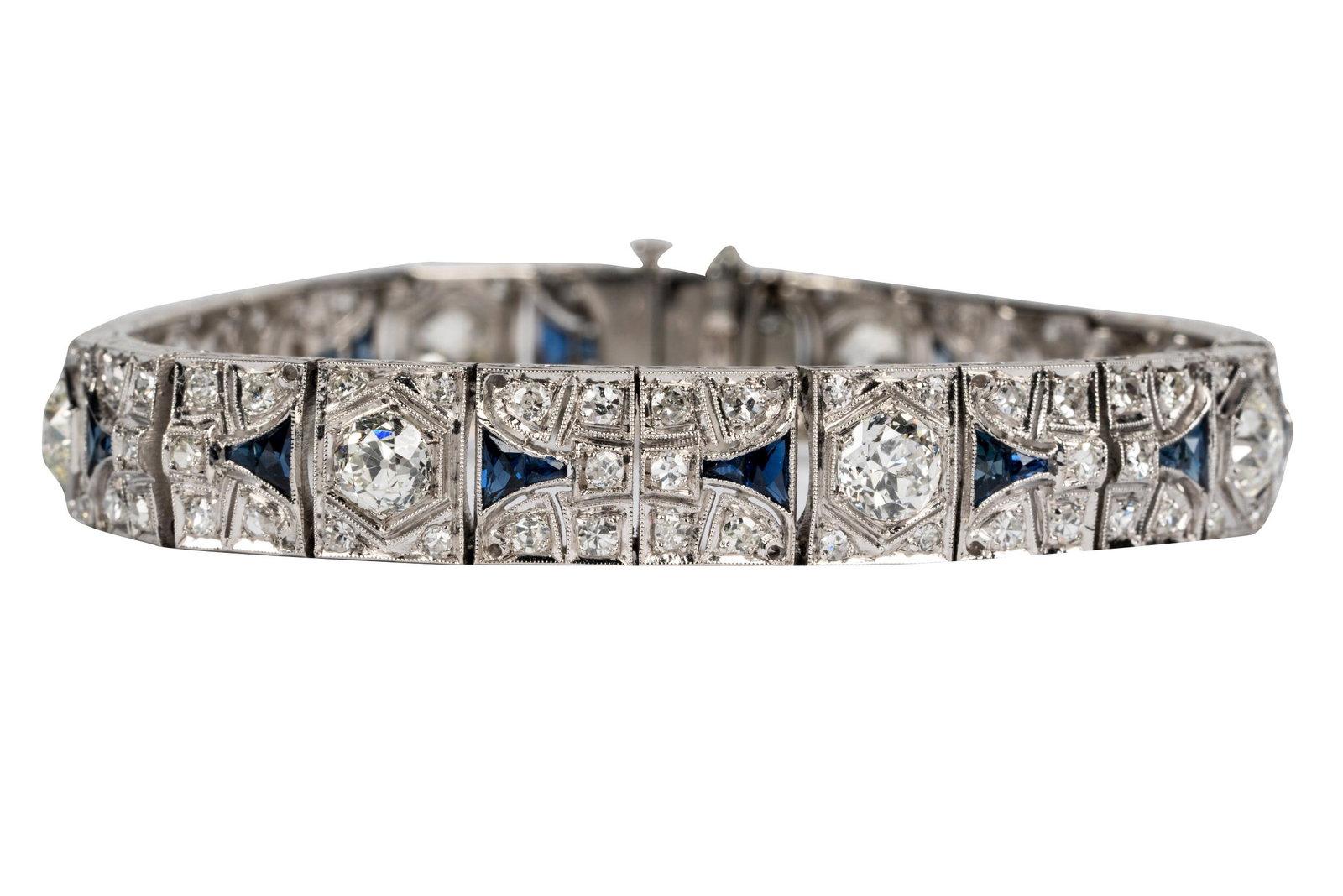 ART DECO PLATINUM, DIAMOND, & SAPPHIRE BRACELET (1 of 10)