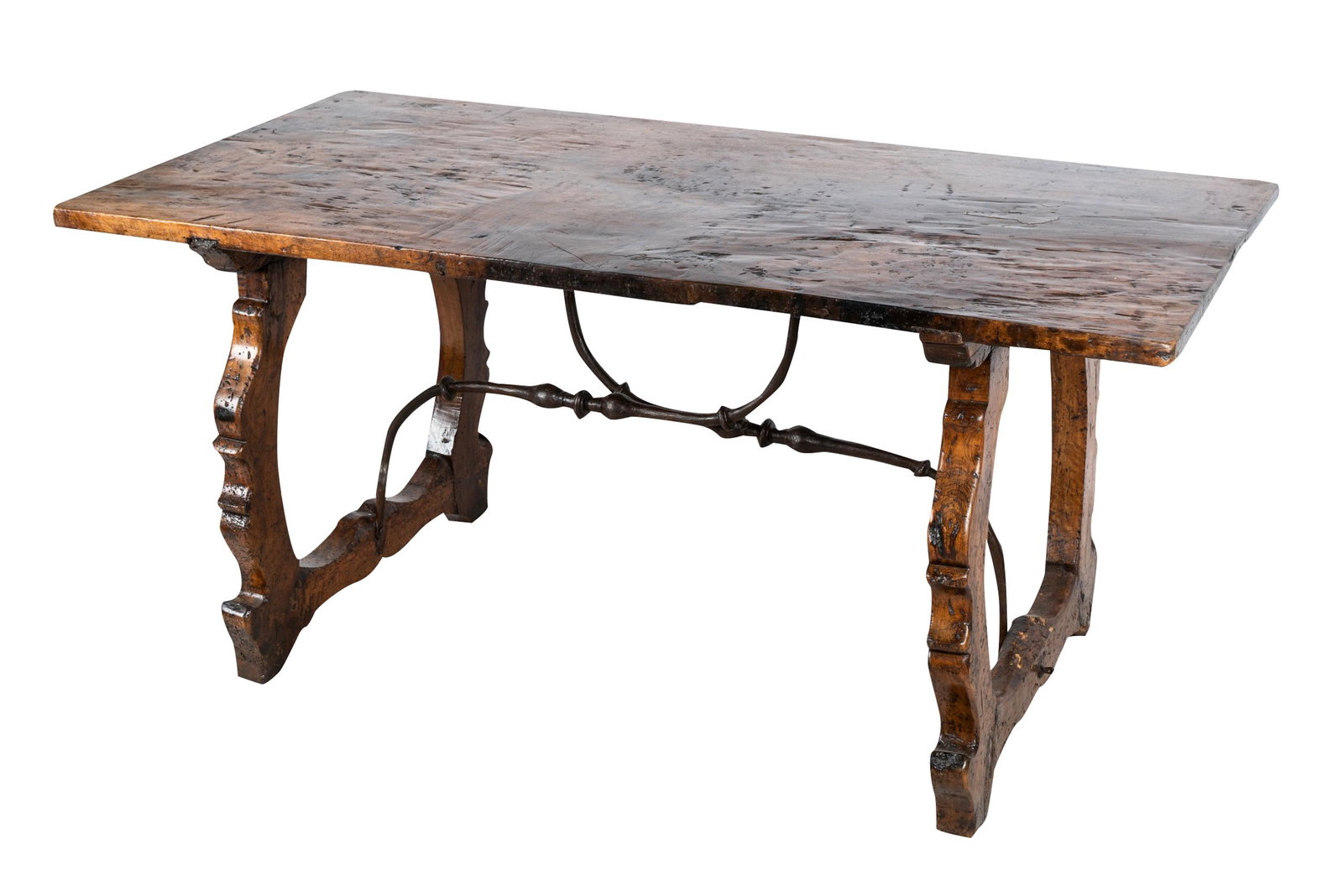 SPANISH CARVED WALNUT TRESTLE TABLE (1 of 10)