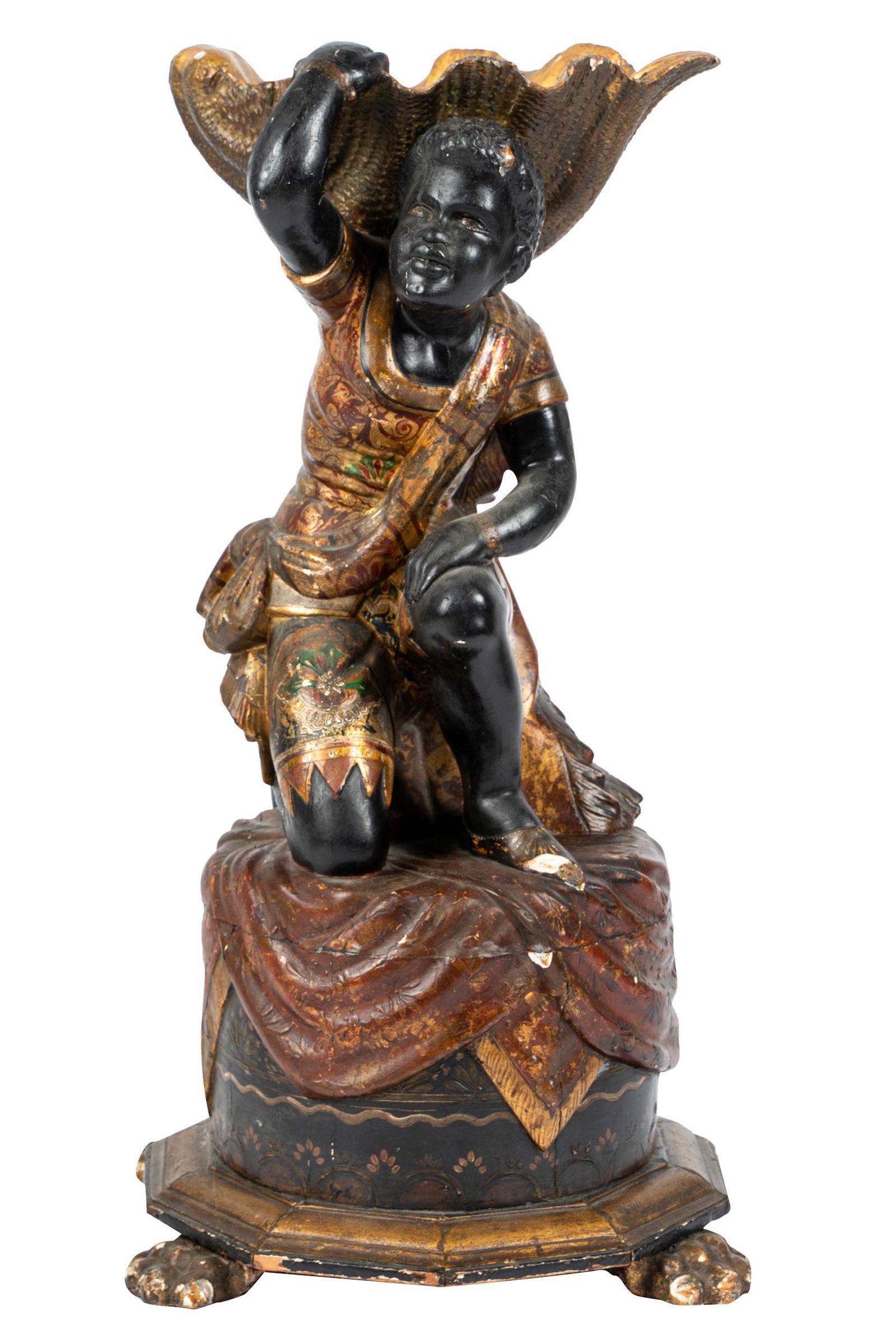 VENETIAN POLYCHROMED WOOD BLACKAMOOR FIGURE (1 of 13)