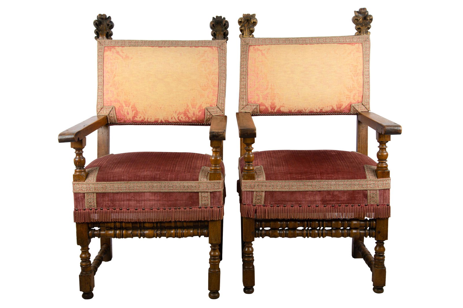 PAIR OF SPANISH CARVED WALNUT HALL CHAIRS (1 of 13)