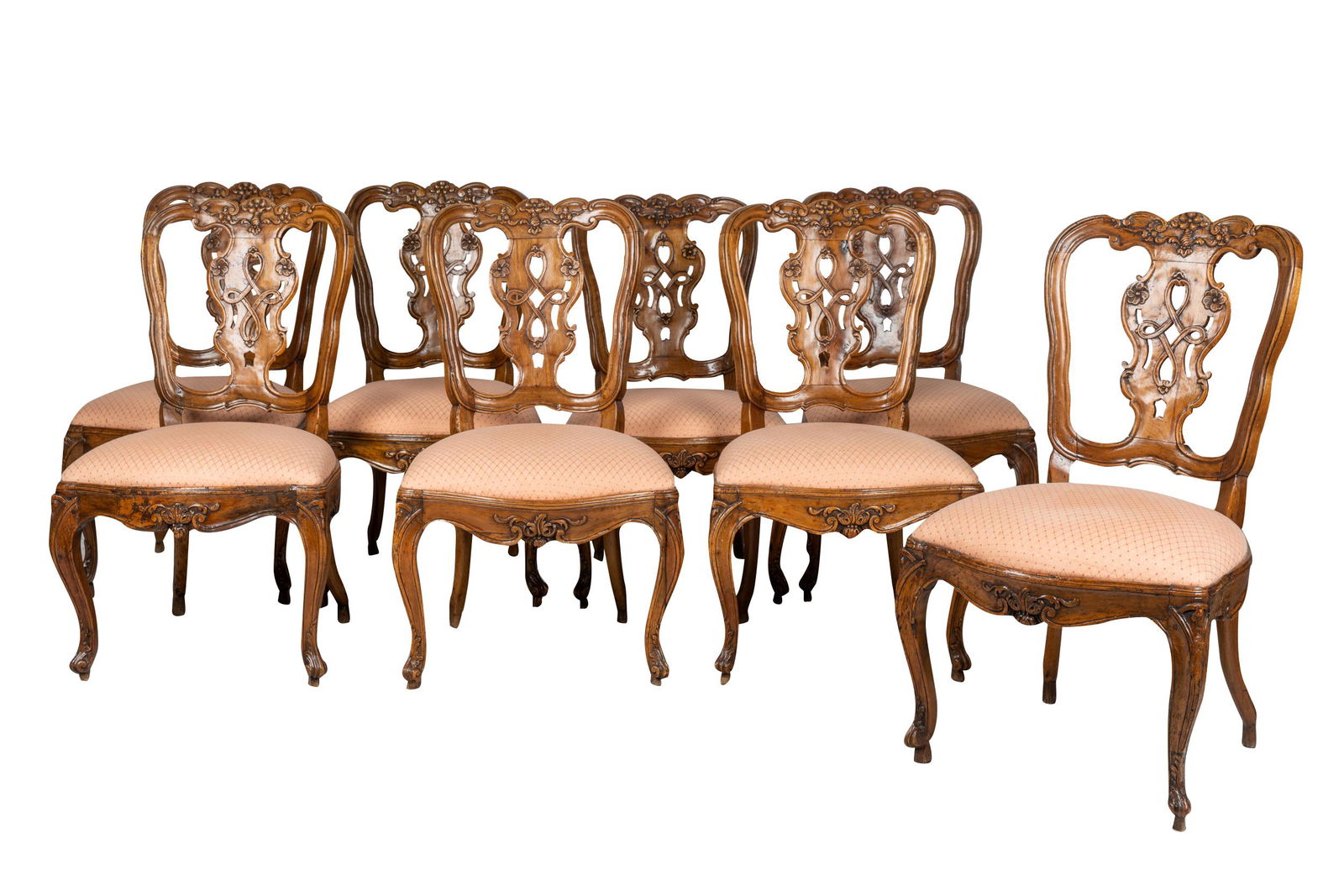 EIGHT LOUIS XV PROVINCIAL WALNUT DINING CHAIRS (1 of 15)
